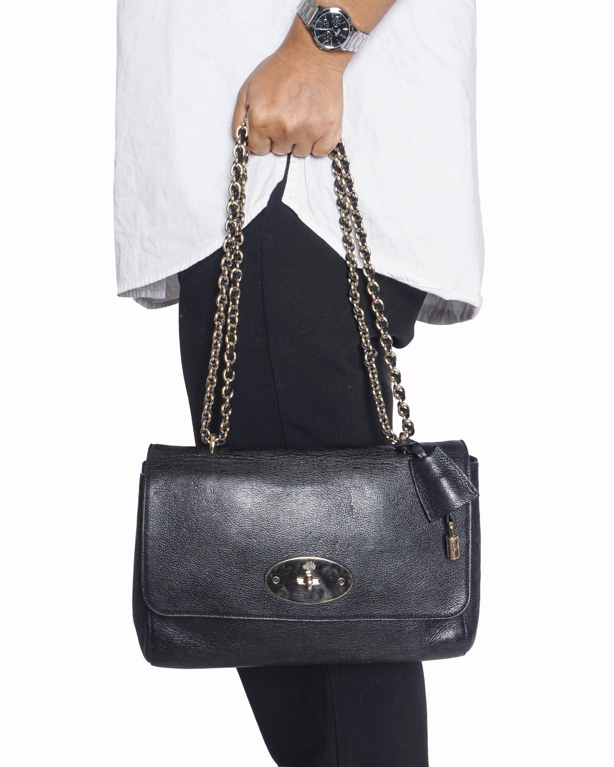 Mulberry Medium Lily Shoulder Bag in Black Leather