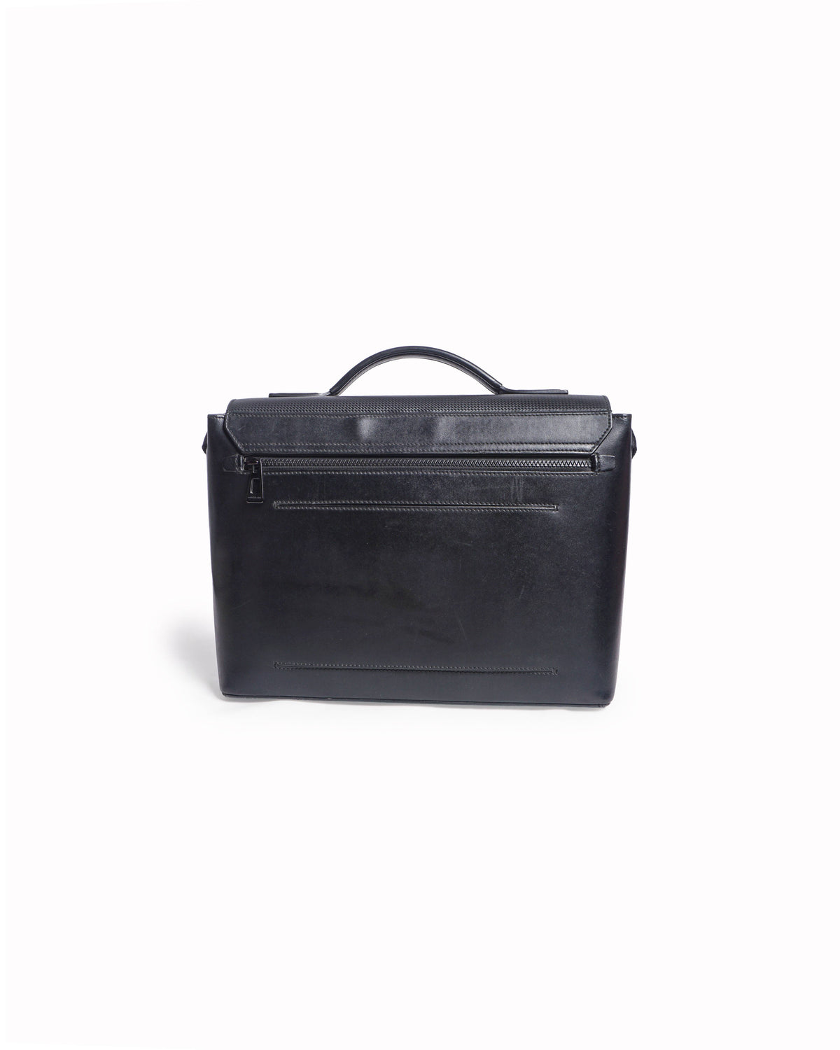 Montblanc Black Cross-Grain Leather Flap Briefcase