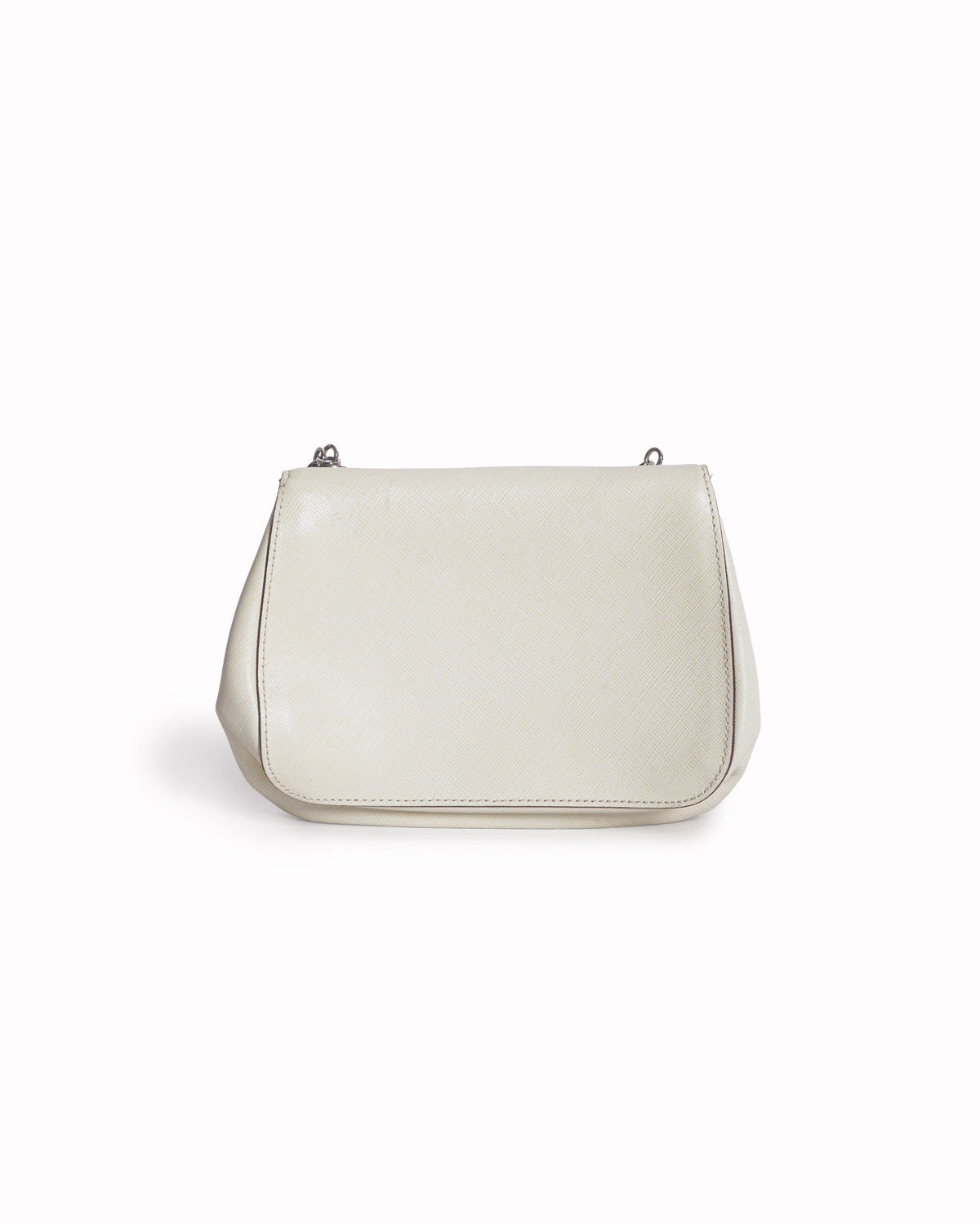 Salvatore Ferragamo Ivory Saffiano Leather Flap Chain Mini Crossbody Bag