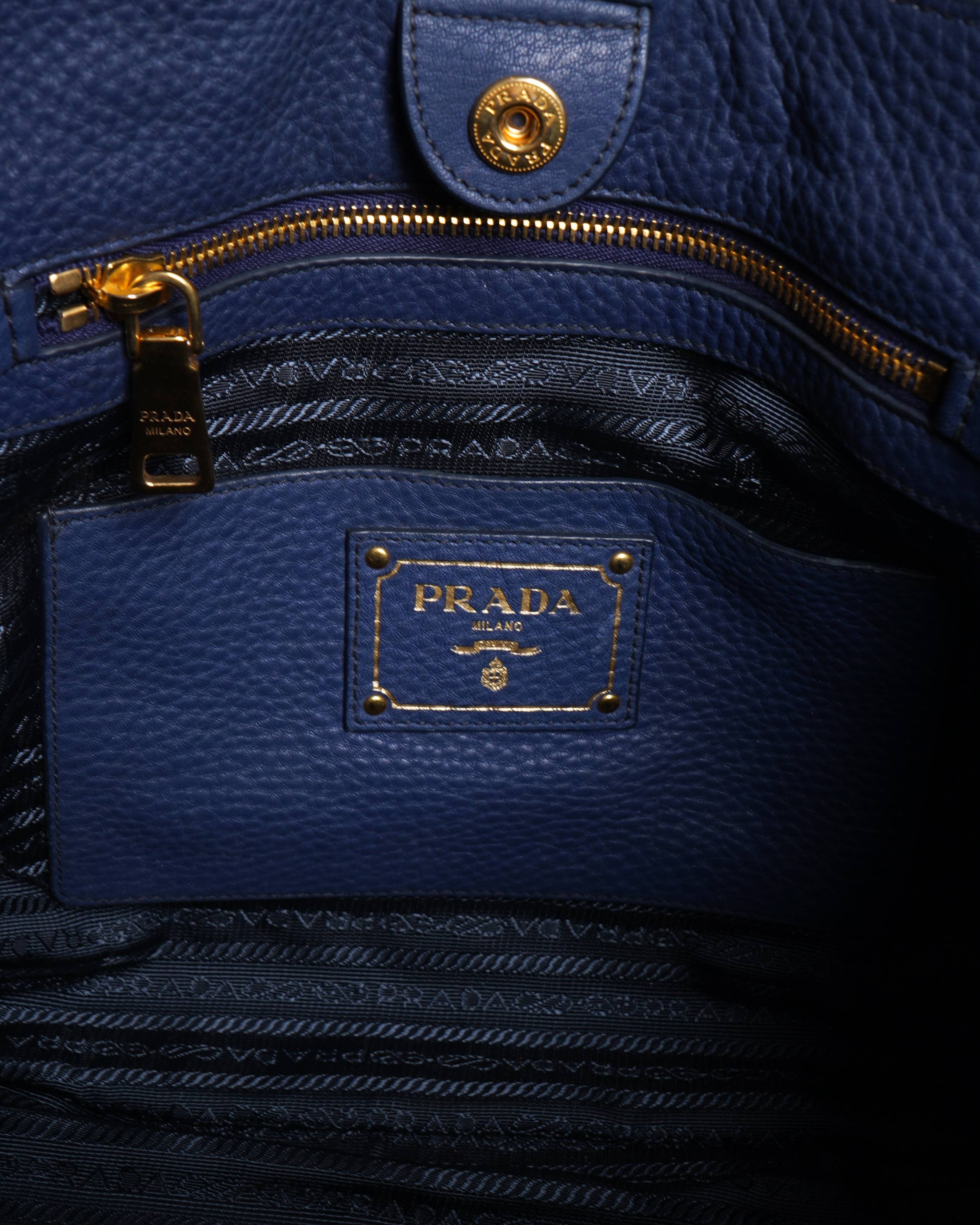 Prada navy blue vitello diano tote bag