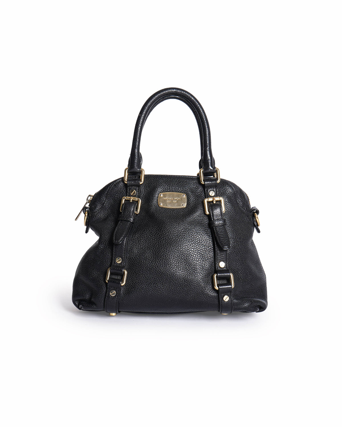 Michael Kors Bedford Bowling Medium Black Leather Satchel
