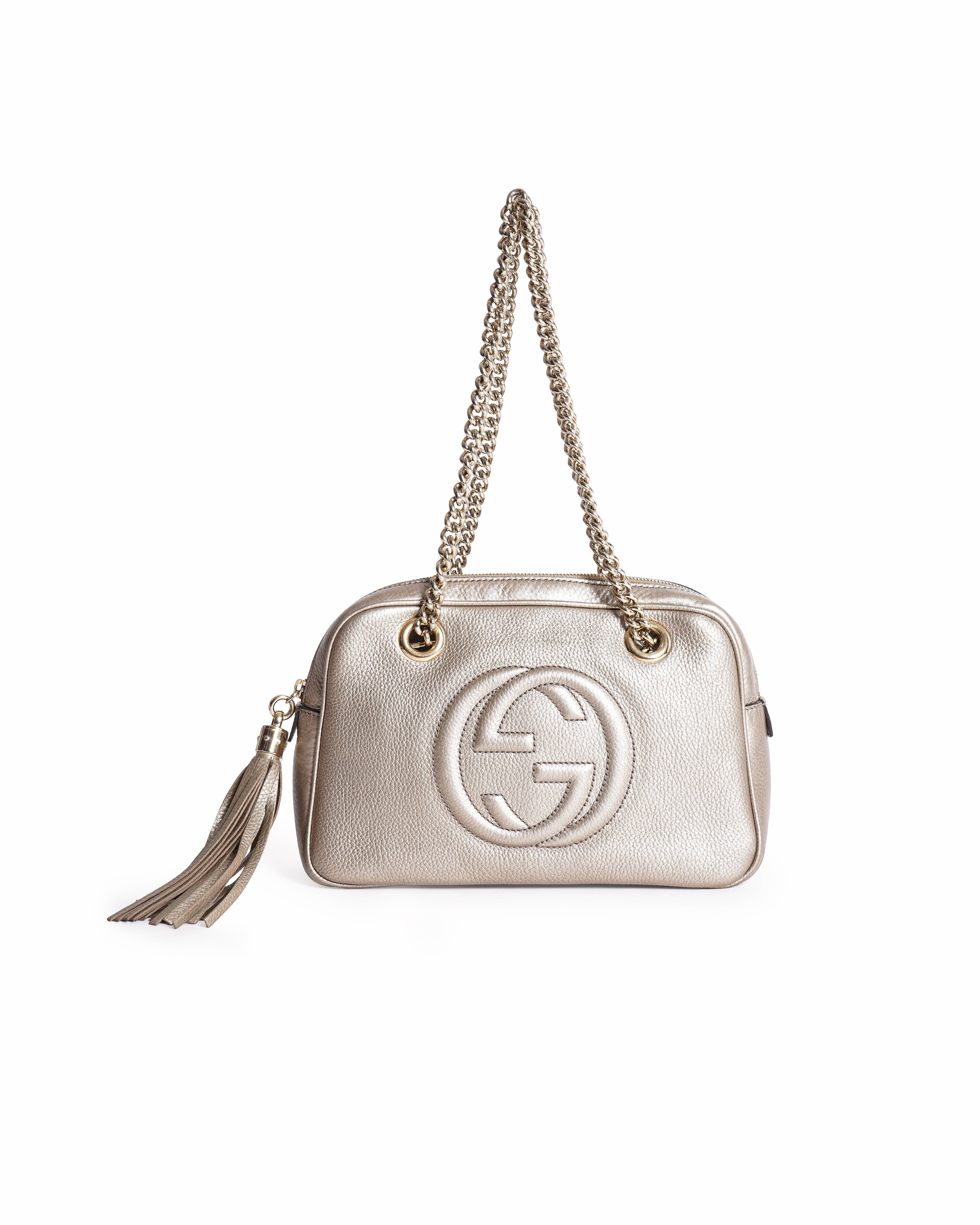 Gucci metallic leather soho chain shoulder bag