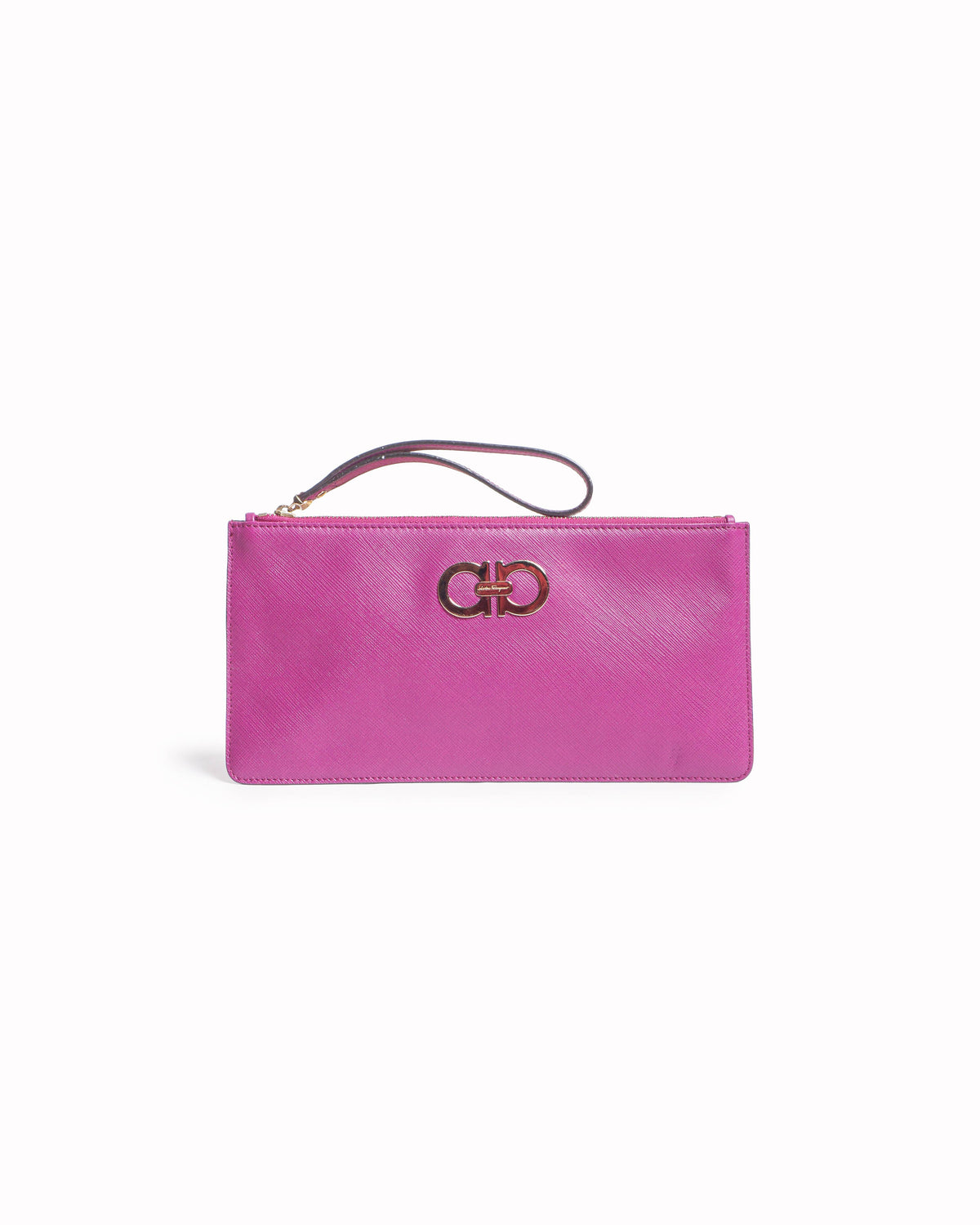 Salvatore Ferragamo Hot Pink Gancini Leather Wristlet Clutch
