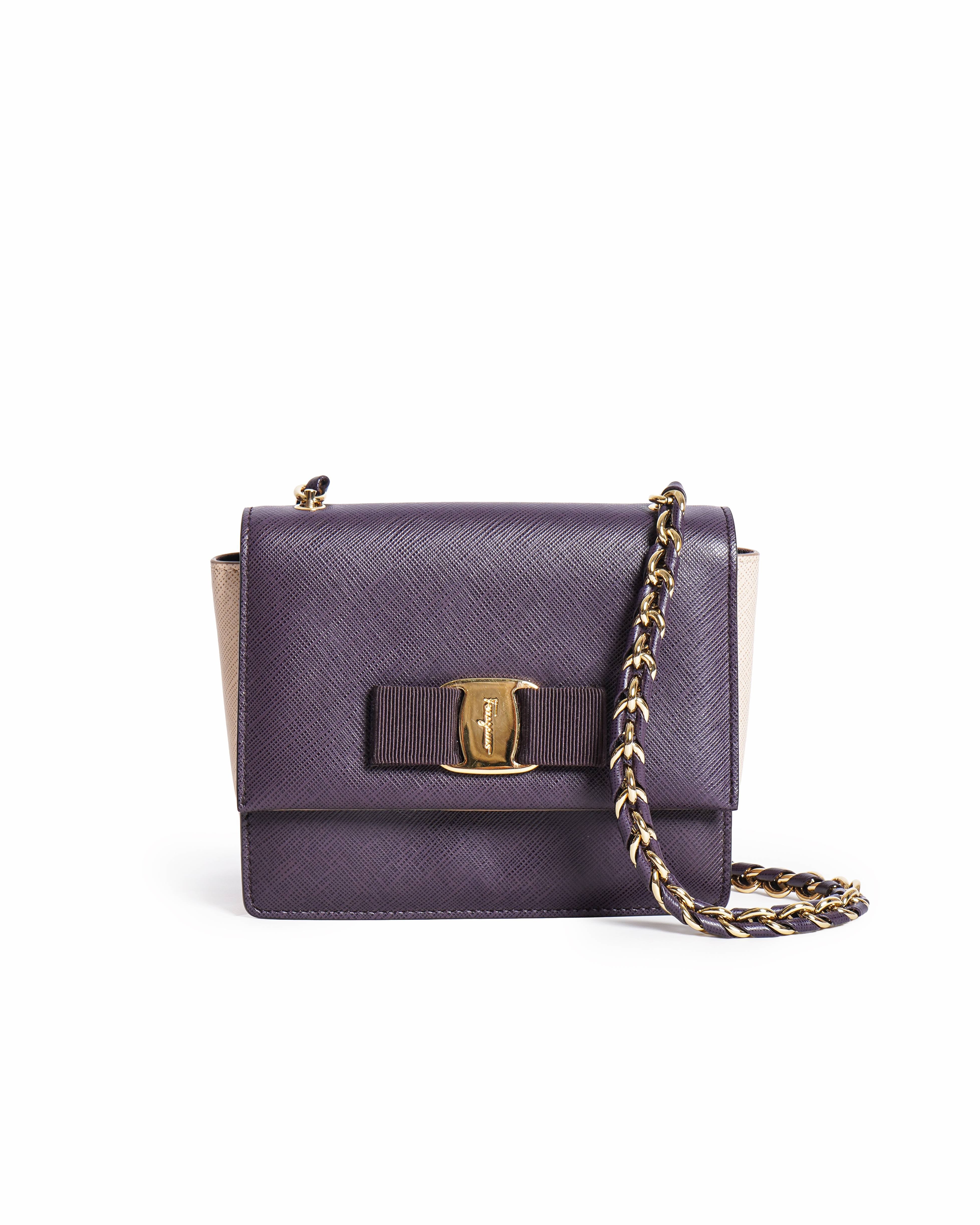 Ferragamo Mini Ginny Saffiano Leather Crossbody | Authentic Pre