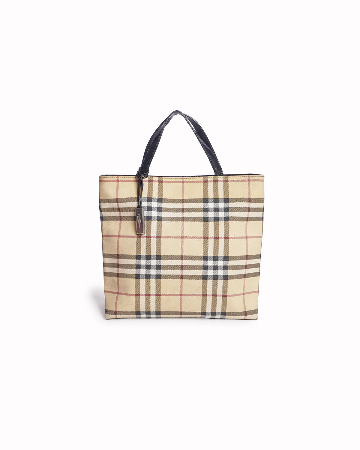 Burberry Nova Check Canvas & Patent Leather Small Tote