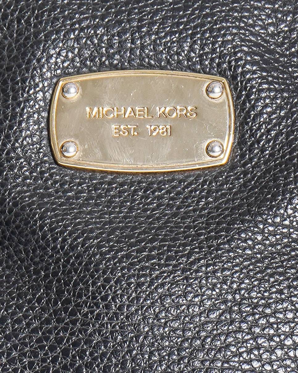 Michael Kors Bedford Bowling Medium Black Leather Satchel