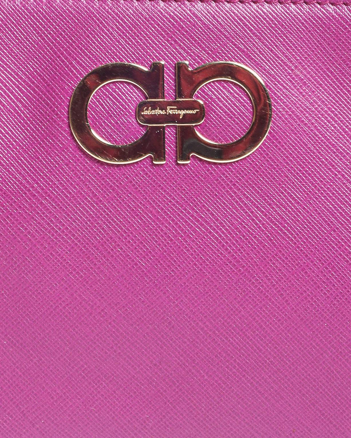 Salvatore Ferragamo Hot Pink Gancini Leather Wristlet Clutch
