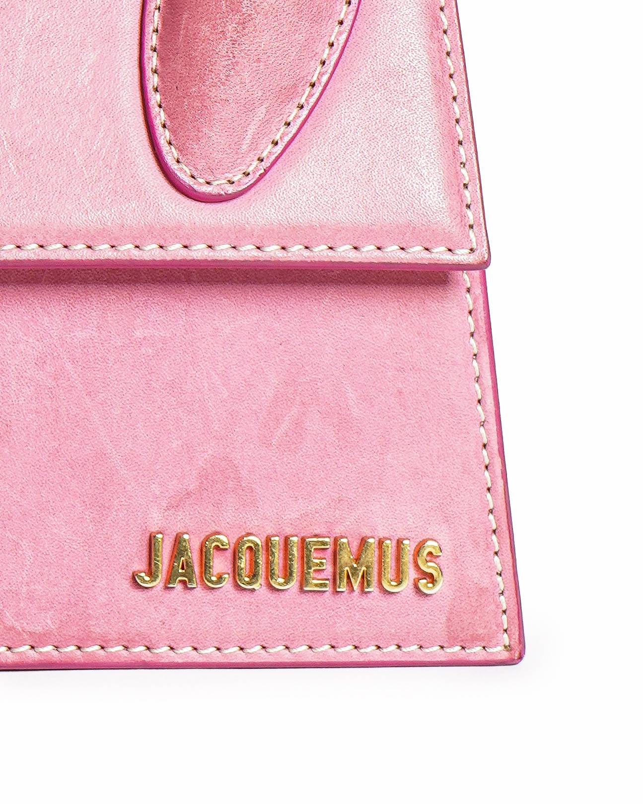 Jacquemus Le Chiquito Noeud Medium Leather Top Handle Bag in Pink
