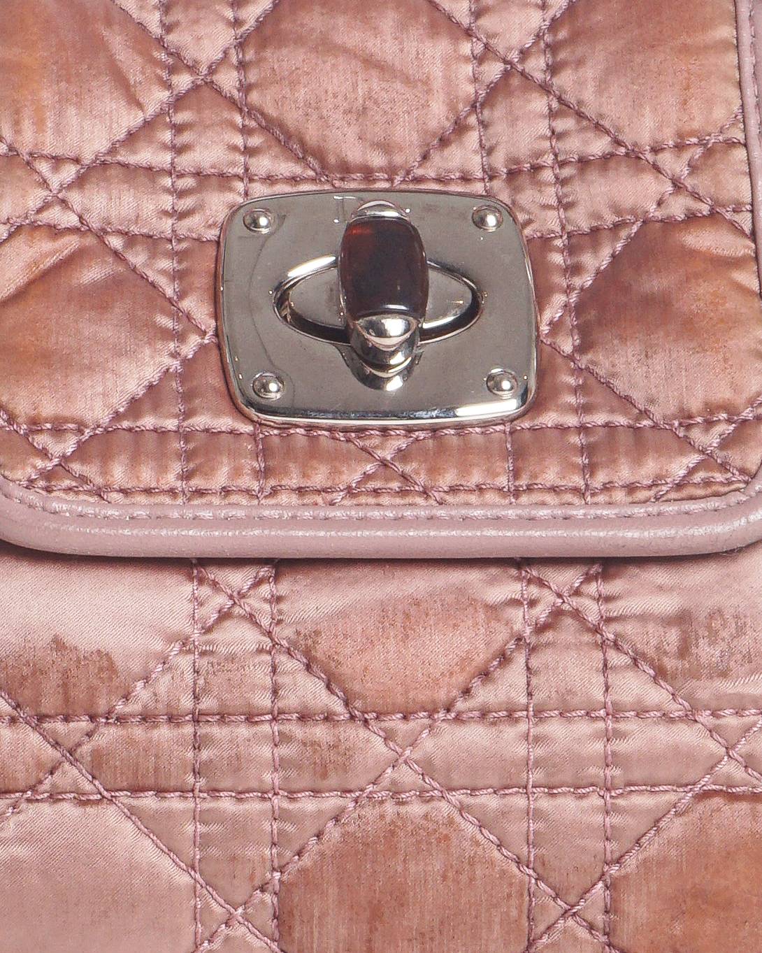 Dior Coral Pink Quilted Cannage Satin Charming Lock Satchel