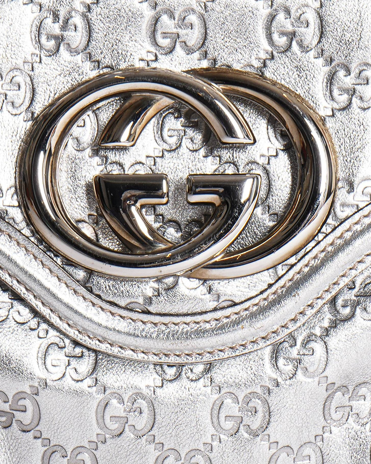 Gucci Metallic Silver Guccissima Britt Shoulder Bag