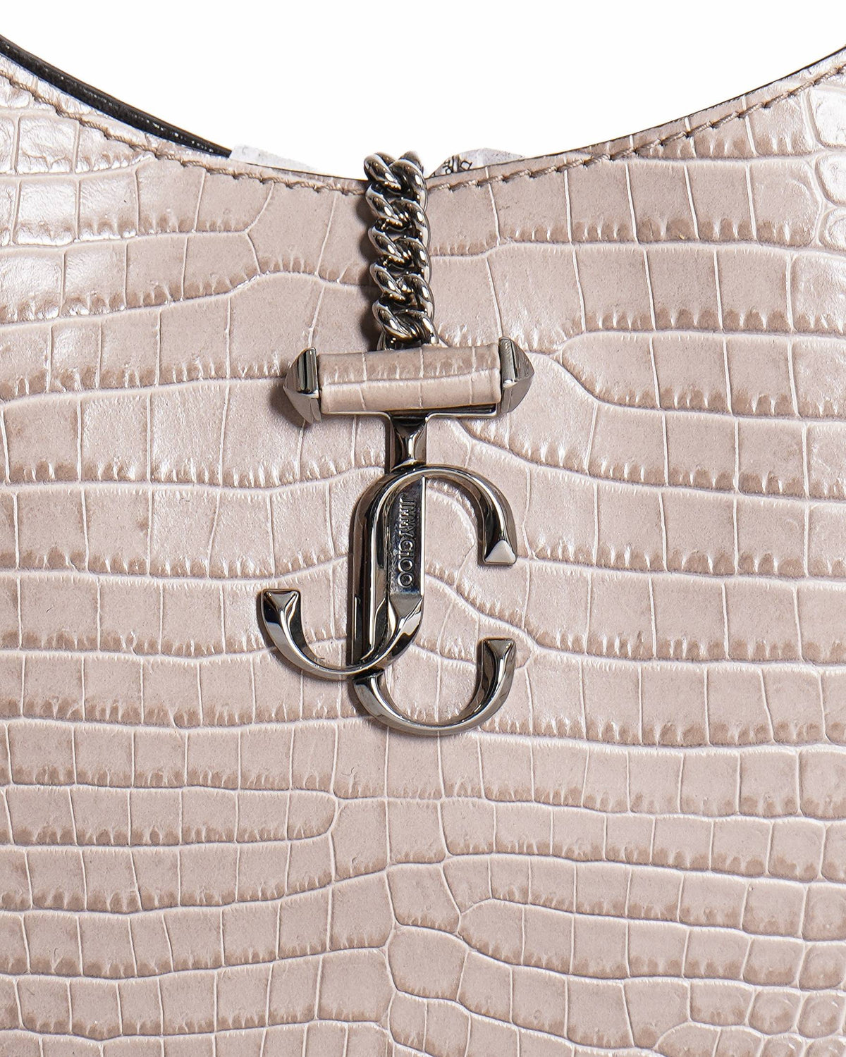 Jimmy Choo Taupe Croc Embossed Leather Varenne Hobo