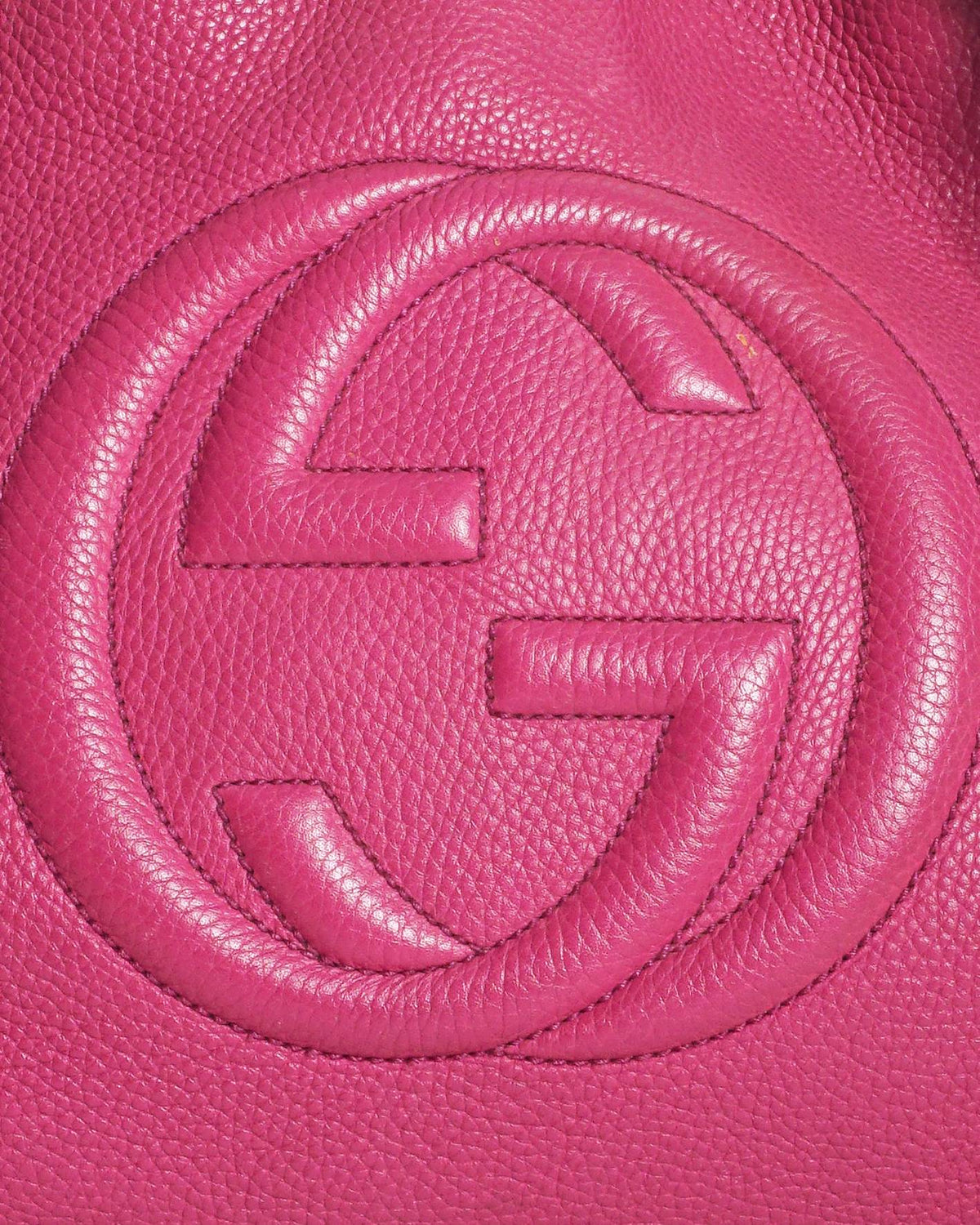 Gucci Fuchsia Pink Pebbled Leather Soho Interlocking G Chain Tote