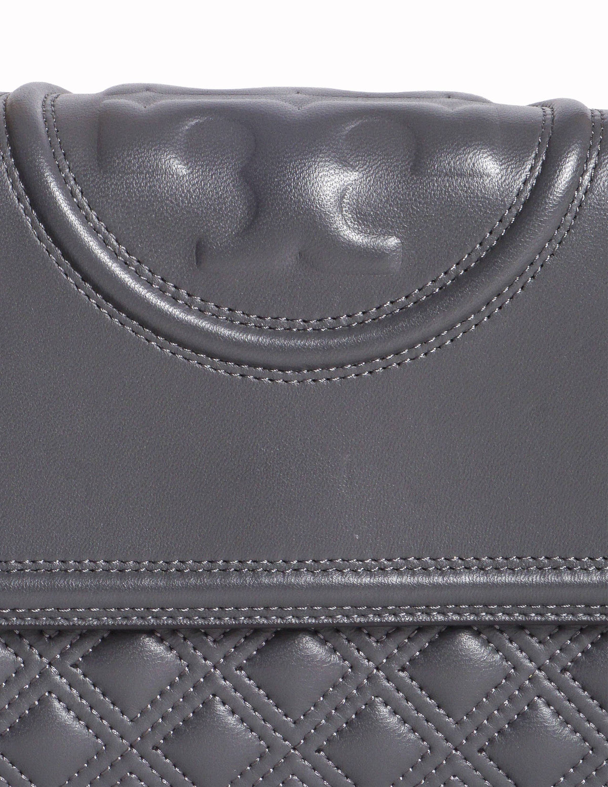 Tory Burch Grey Quilted Leather Fleming Convertible Shoulder Bag