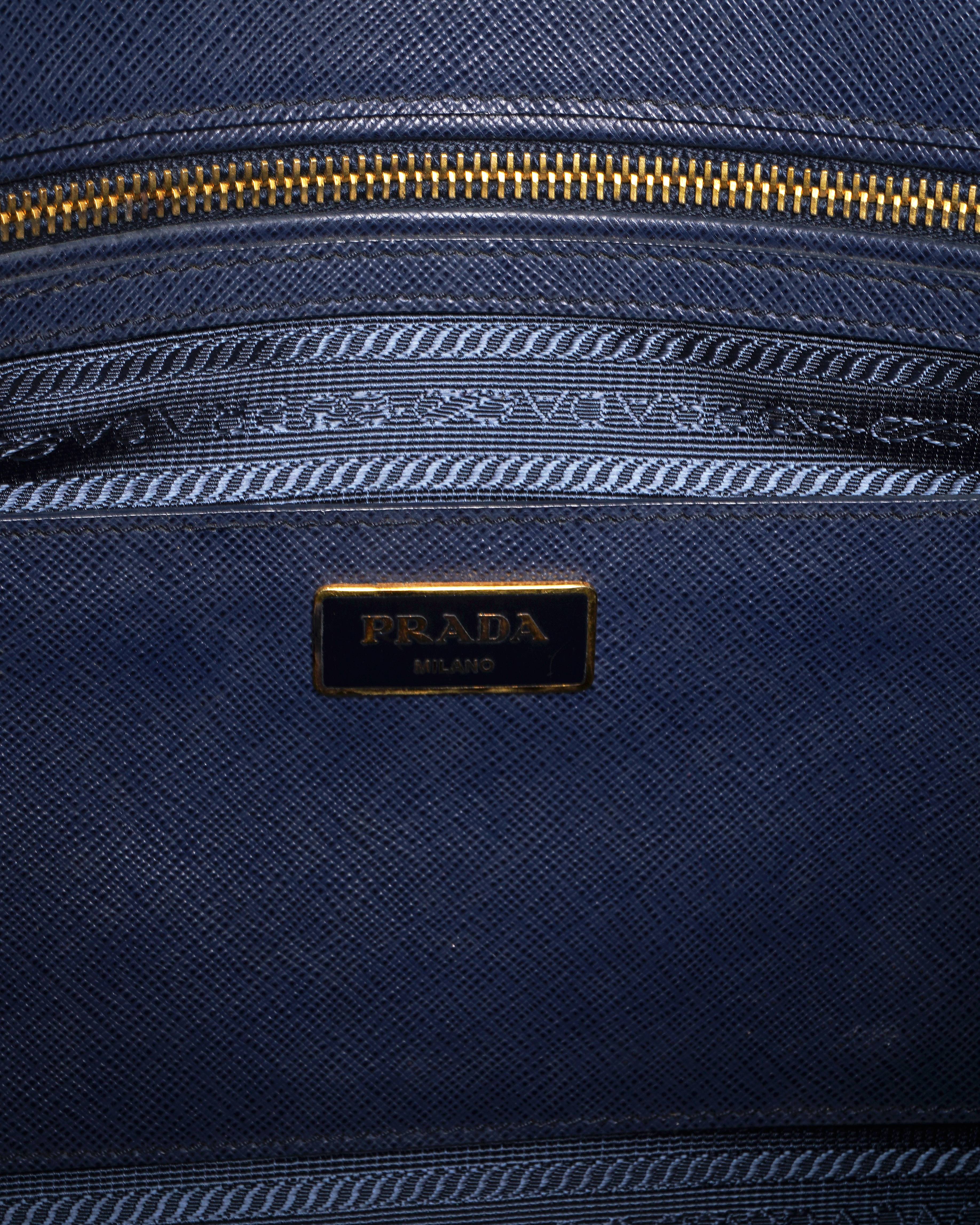 Prada 
Blue Saffiano Leather Lux Tote