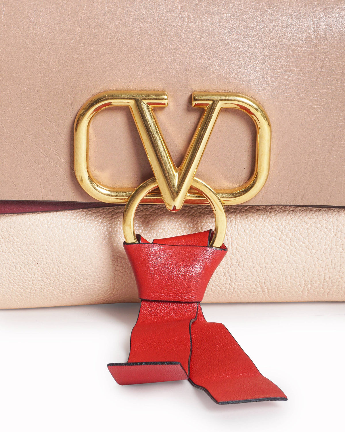 Valentino Tri Color Leather Small VRing Flap Shoulder Bag