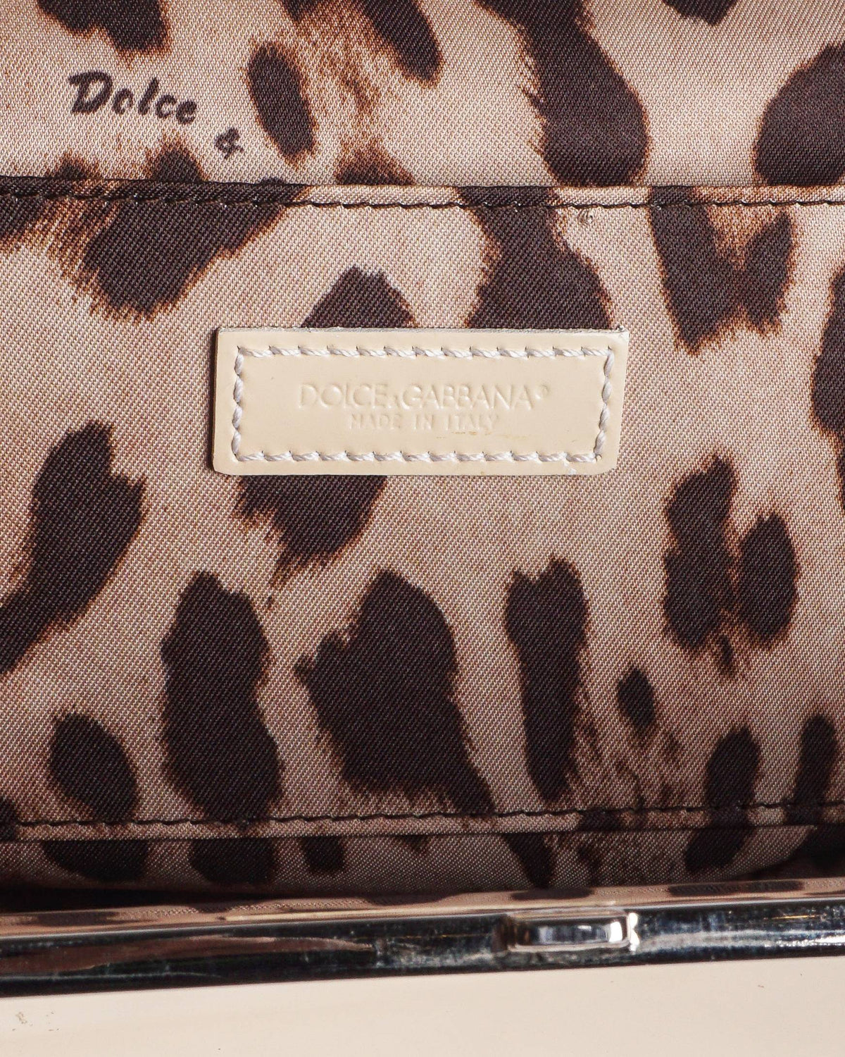 Dolce & Gabbana Cream Patent Leather Frame Chain Bag