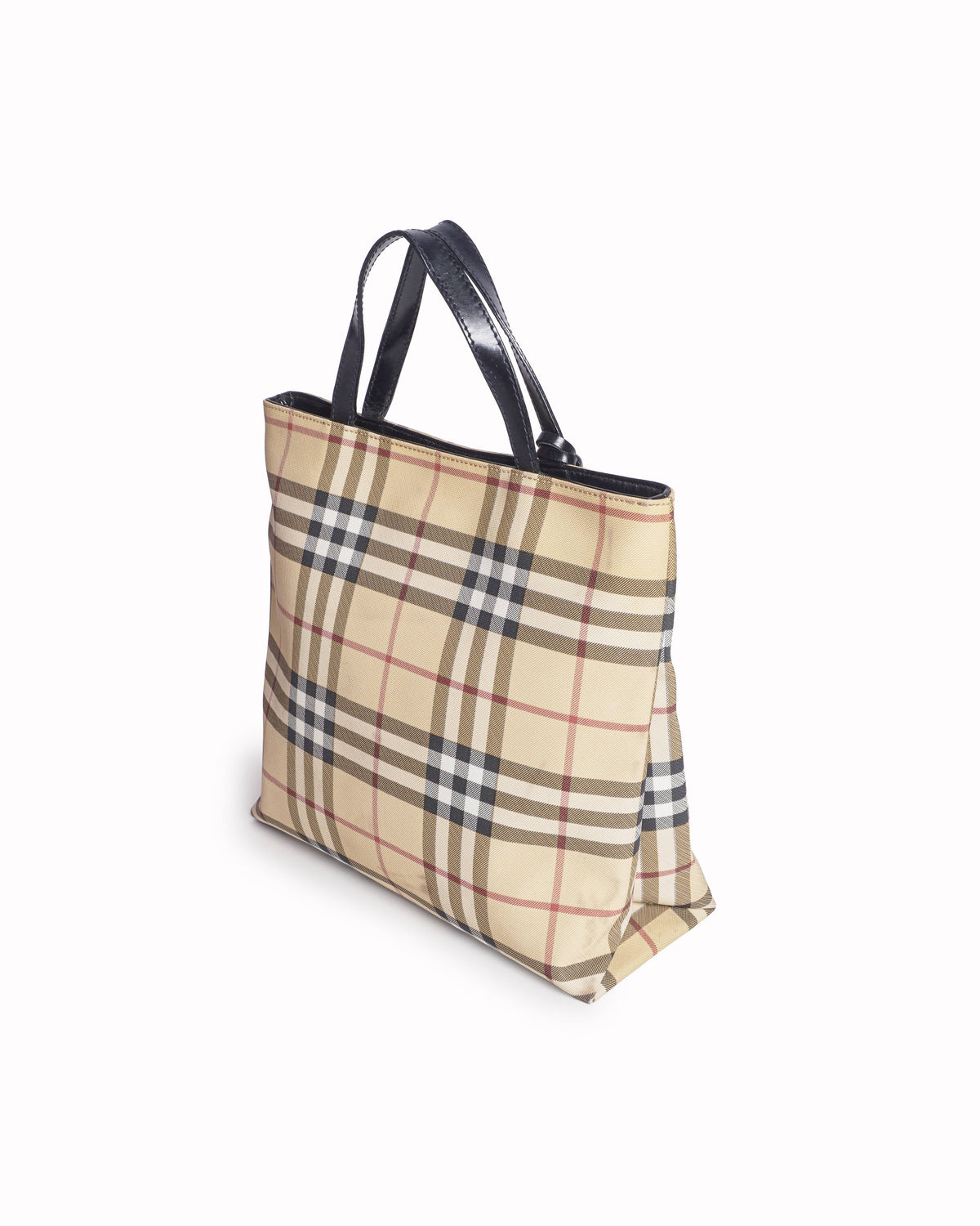 Burberry Nova Check Canvas & Patent Leather Small Tote