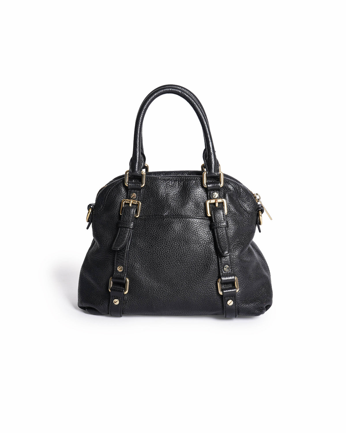Michael Kors Bedford Bowling Medium Black Leather Satchel