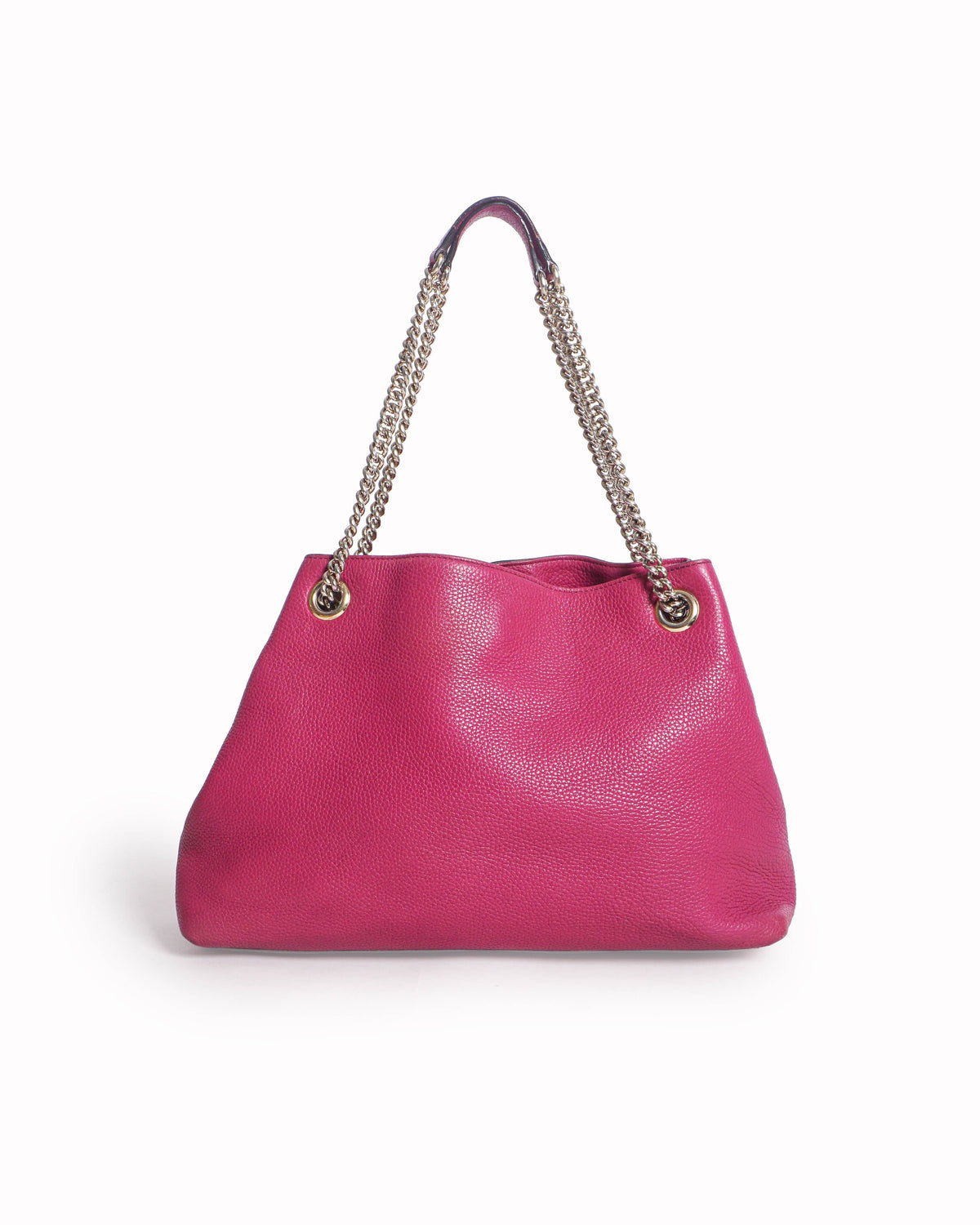 Gucci Fuchsia Pink Pebbled Leather Soho Interlocking G Chain Tote