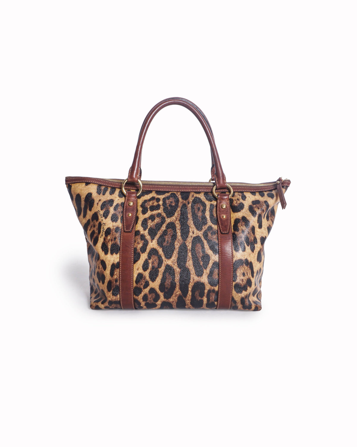 Dolce & Gabbana Leopard Print Leather Trim Tote Bag