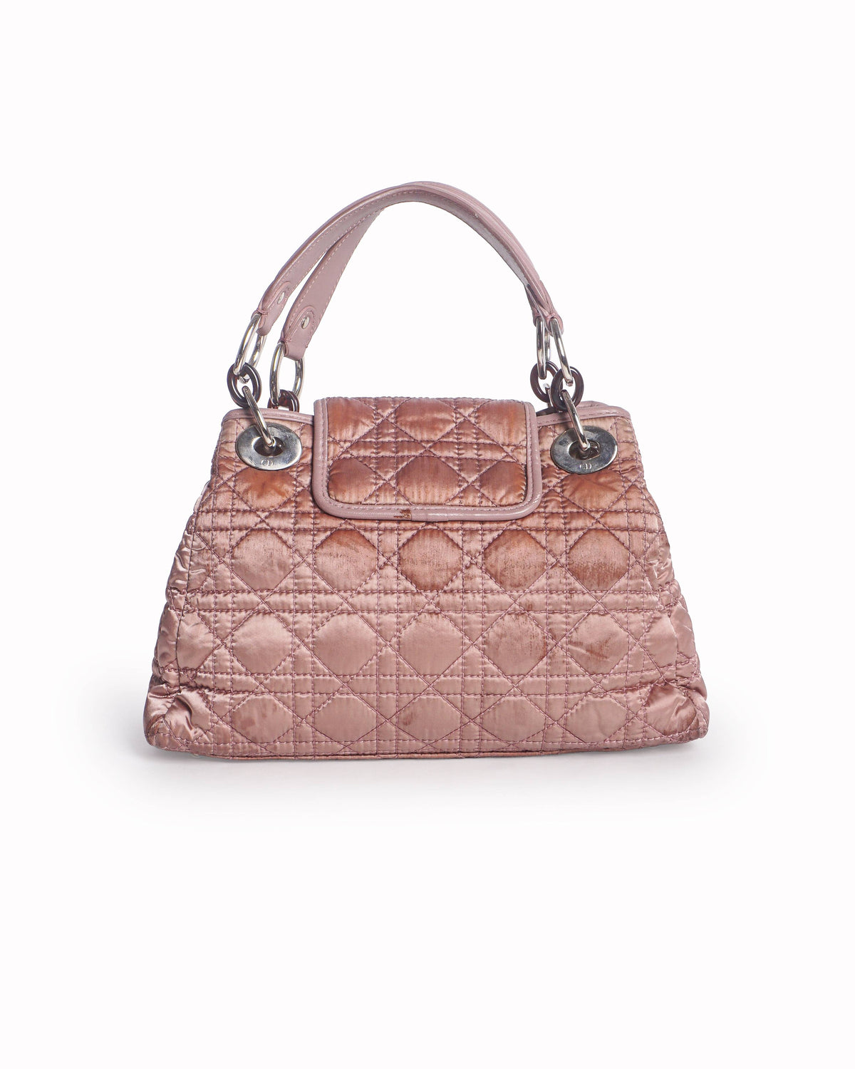 Dior Coral Pink Quilted Cannage Satin Charming Lock Satchel
