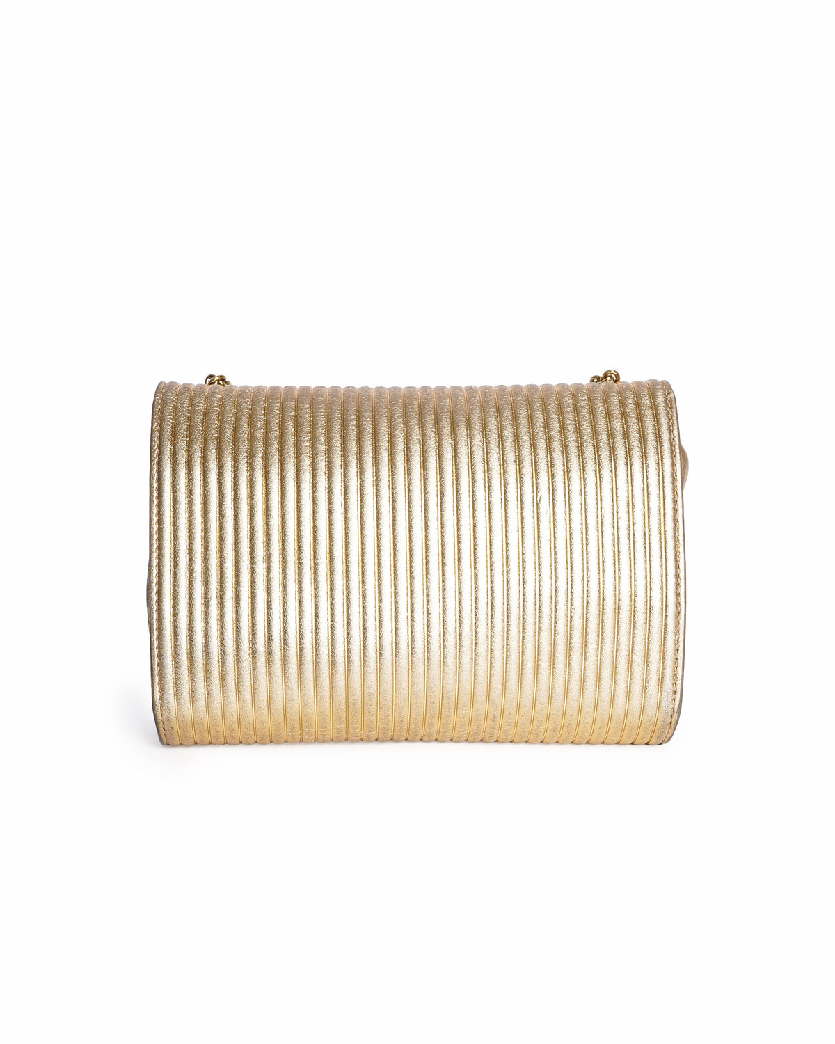 Salvatore Ferragamo Metallic Gold Leather Vara Bow Chain Crossbody Bag