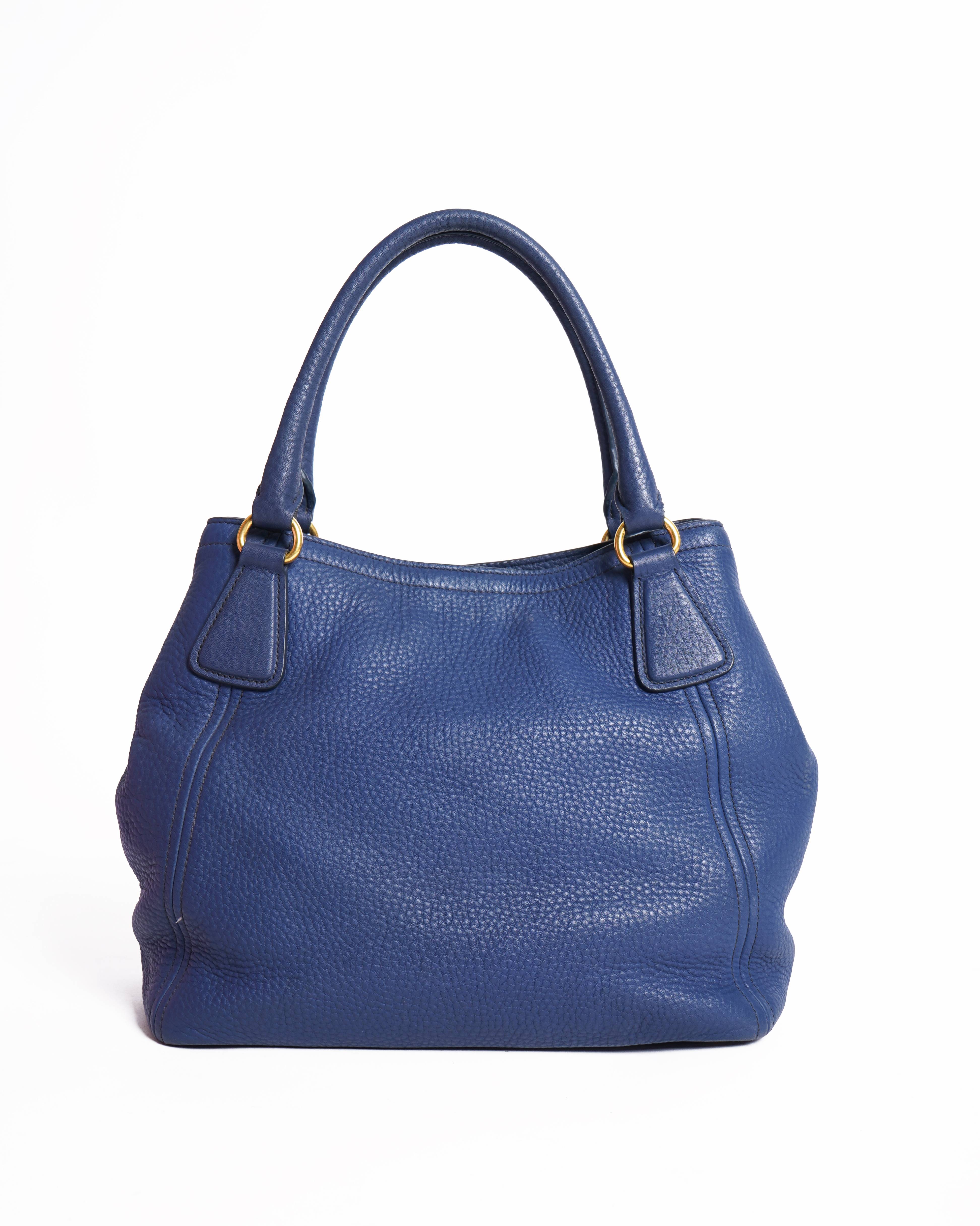 Prada navy blue vitello diano tote bag