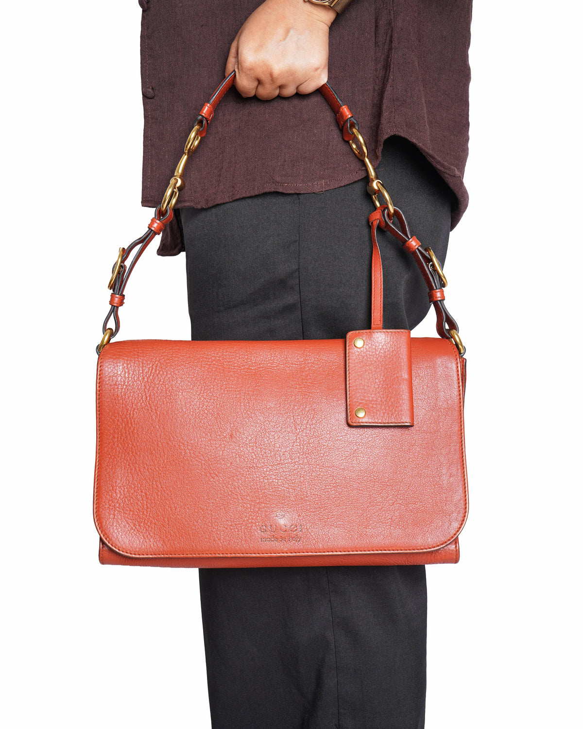 Gucci Red Harness Leather Shoulder Bag