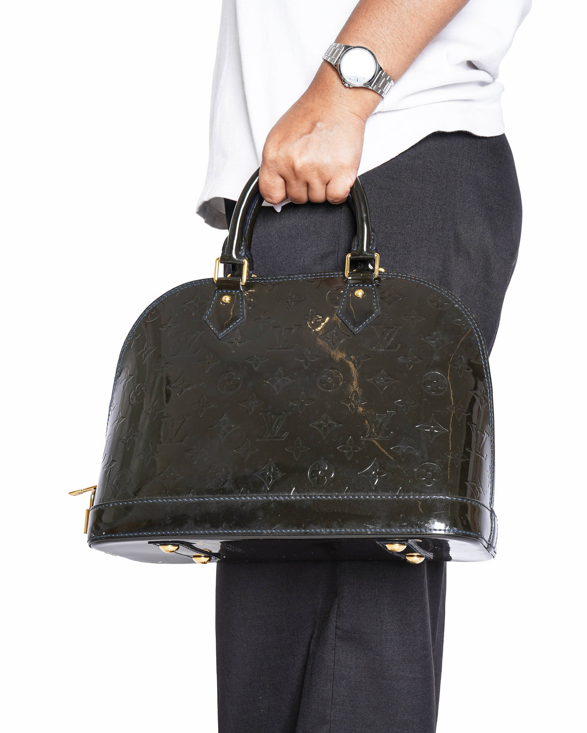 Louis Vuitton Alma PM Handbag Black Monogram Vernis