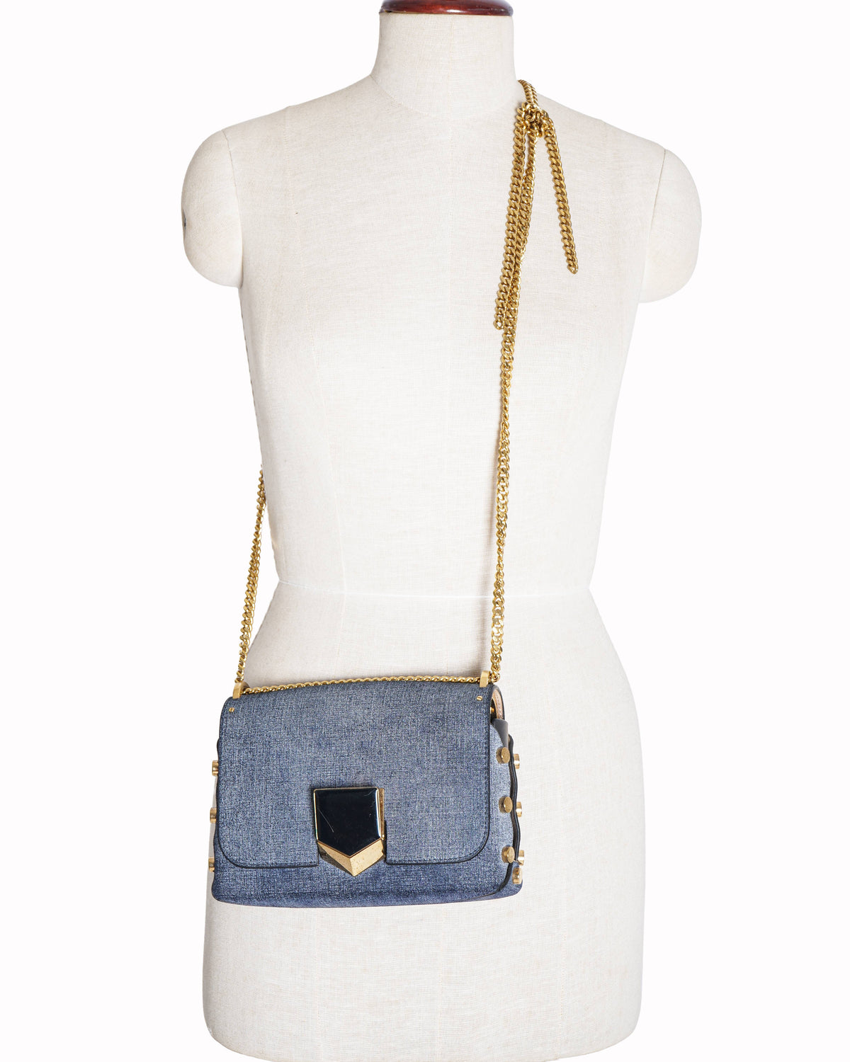Jimmy Choo Lockett Petite Shoulder Bag Leather Denim
