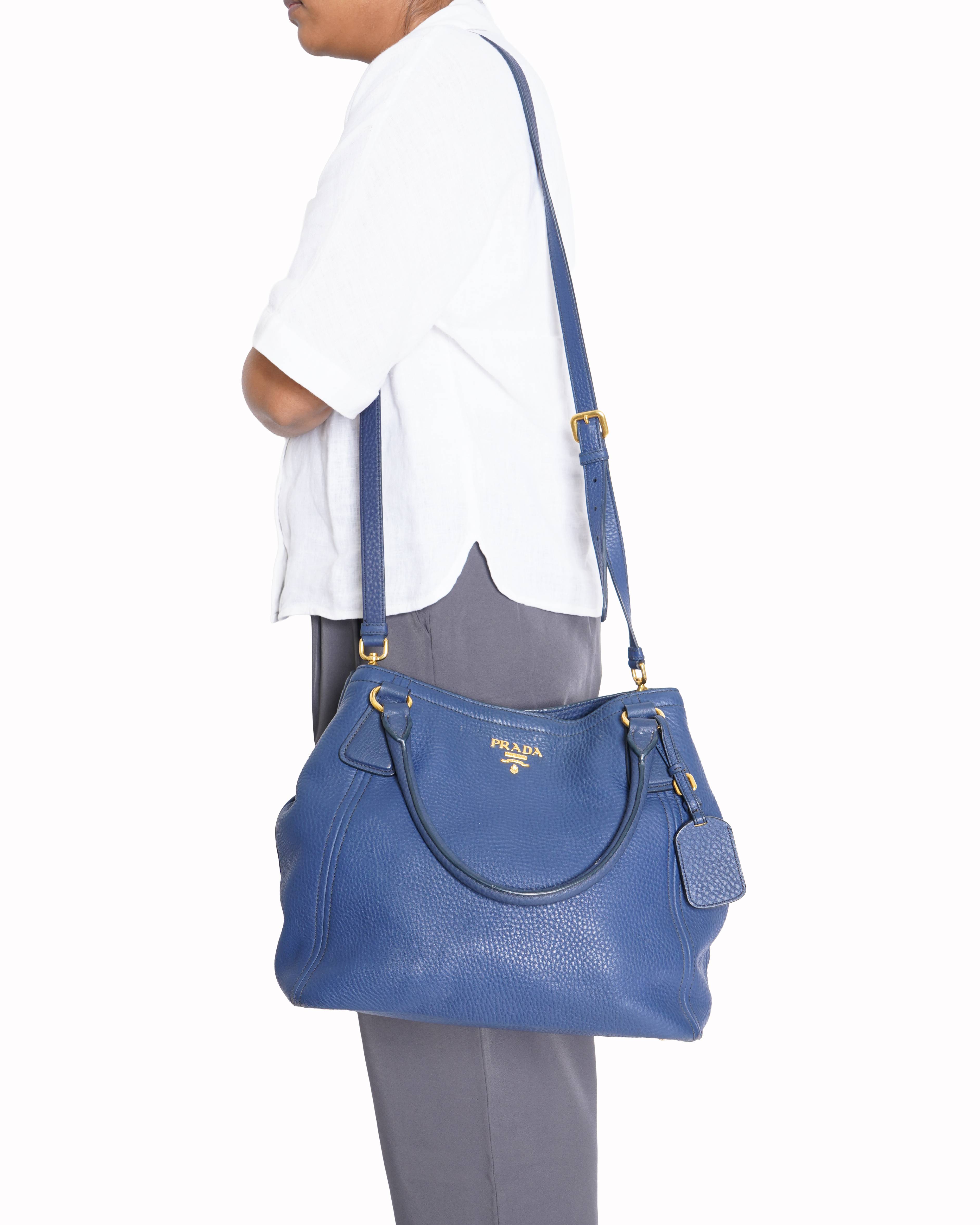 Prada navy blue vitello diano tote bag