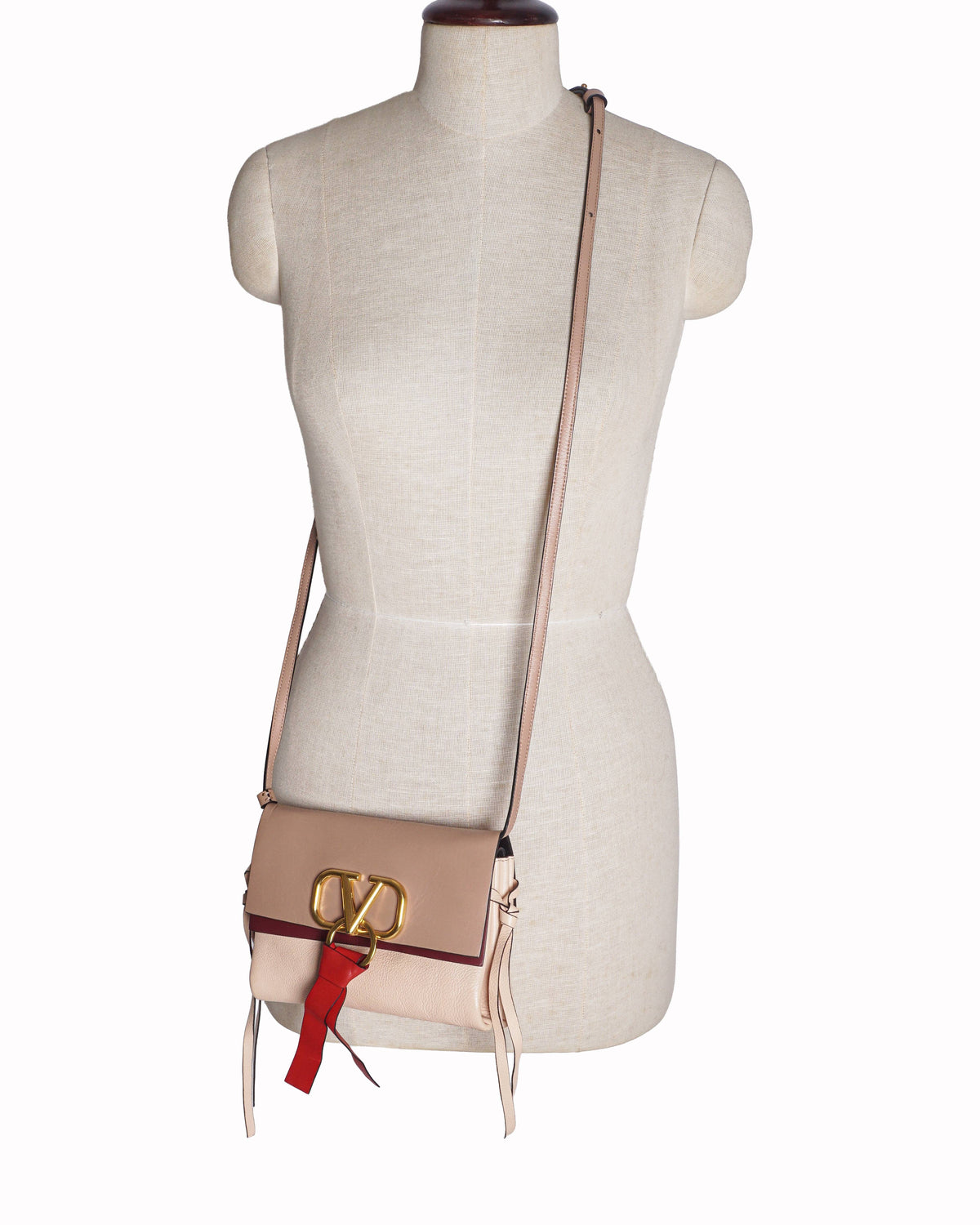 Valentino Tri Color Leather Small VRing Flap Shoulder Bag