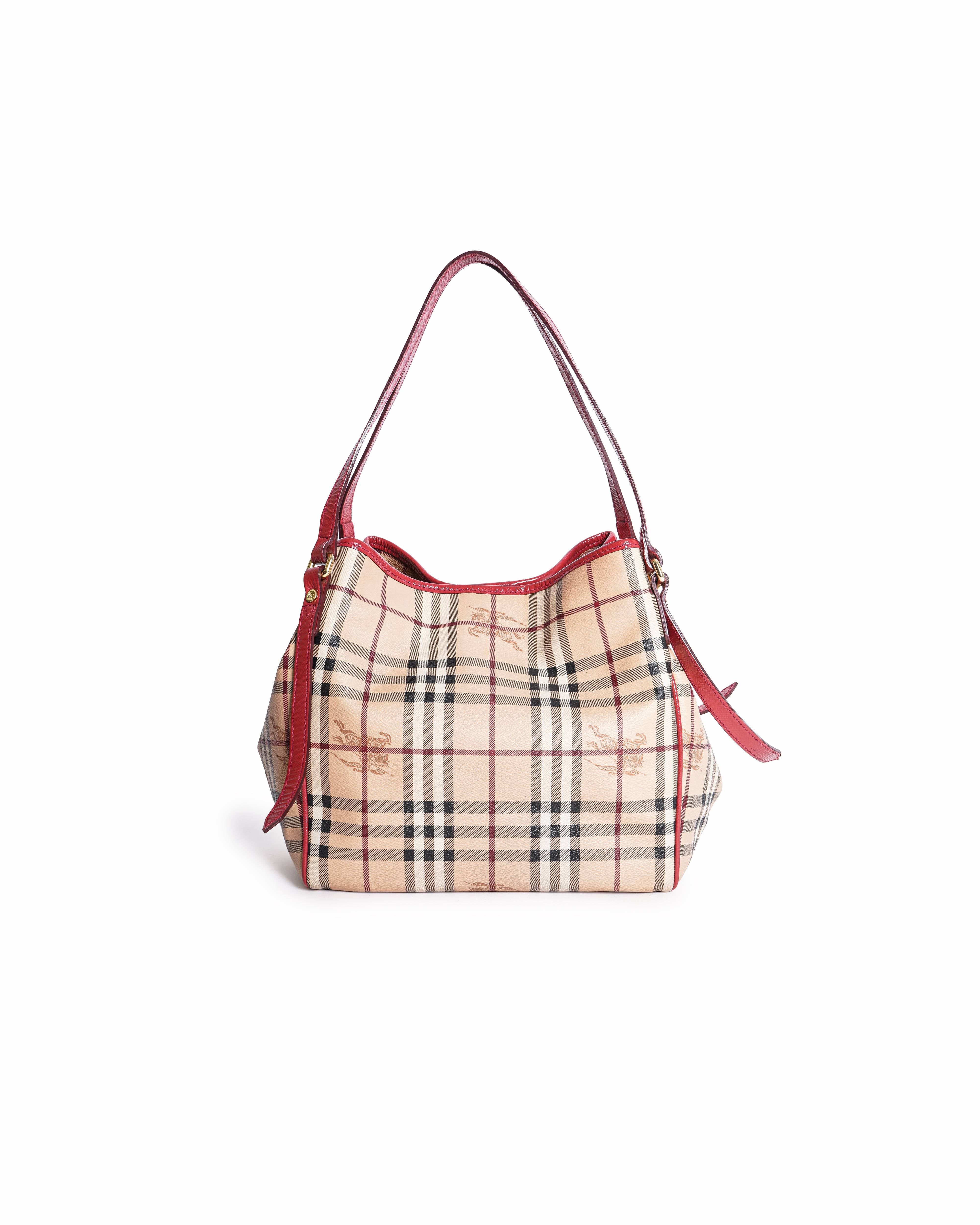 Burberry Red & House Check Coated Canvas Canterbury Tote