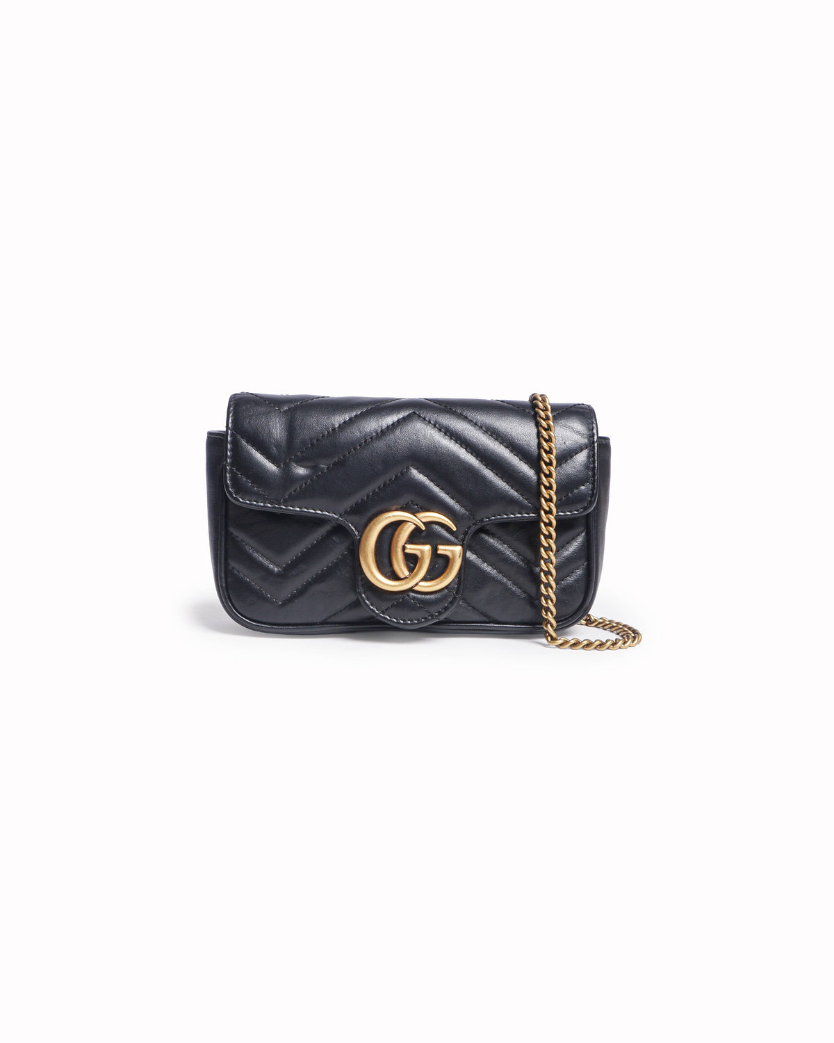 Gucci GG Marmont Small Black Matelassé Flap Bag
