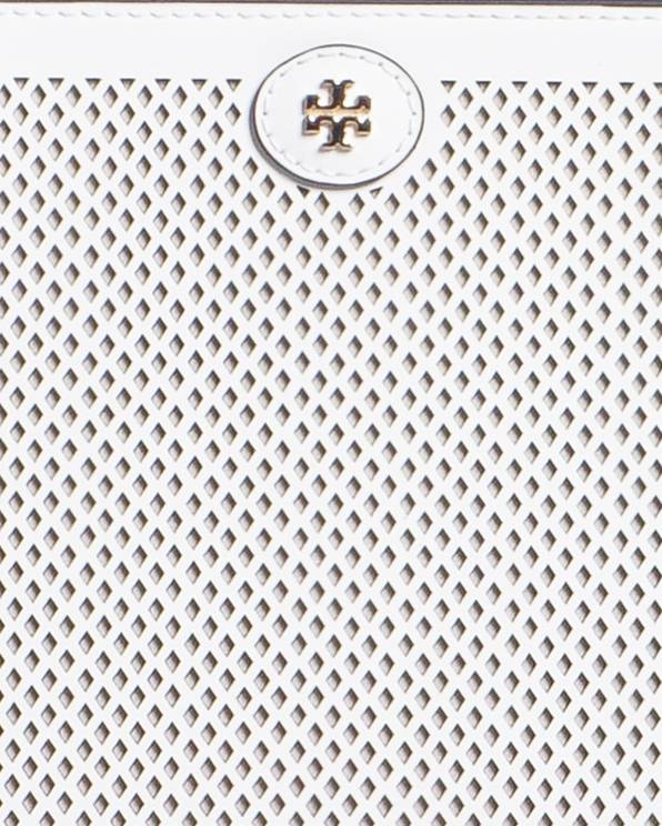 Tory Burch White Perforated Leather Structured Tote Bag