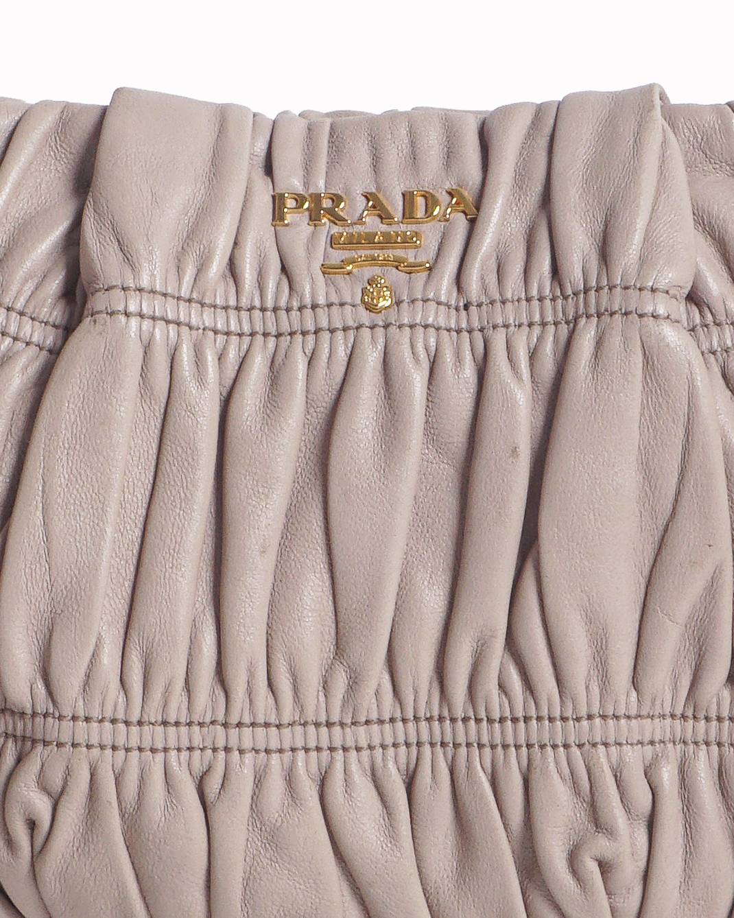 Prada Beige Gauffré Nappa Leather Wristlet Clutch