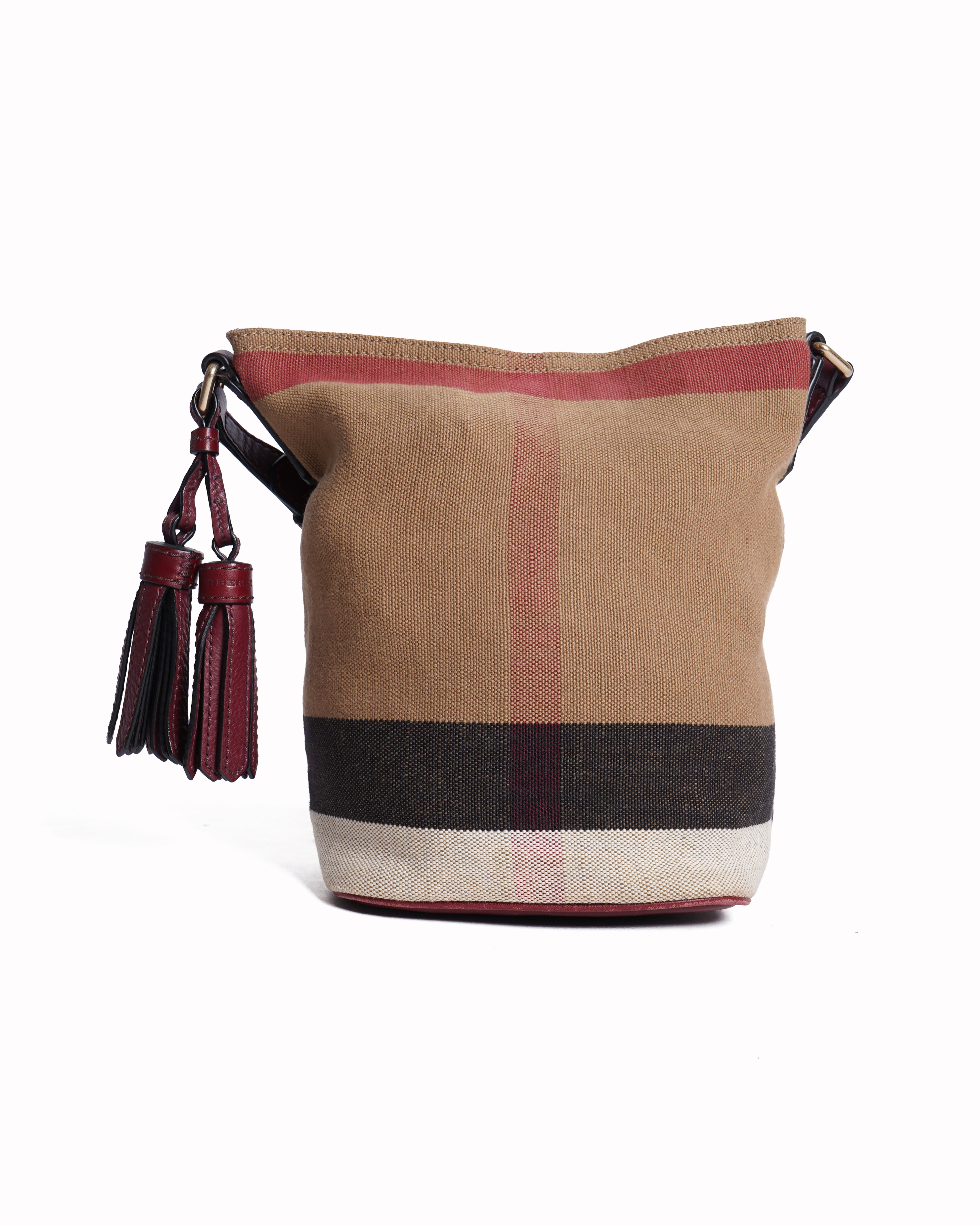 Burberry Multicolor Exploded Check Canvas and Leather MiniAshby Tassel Crossbody Bag