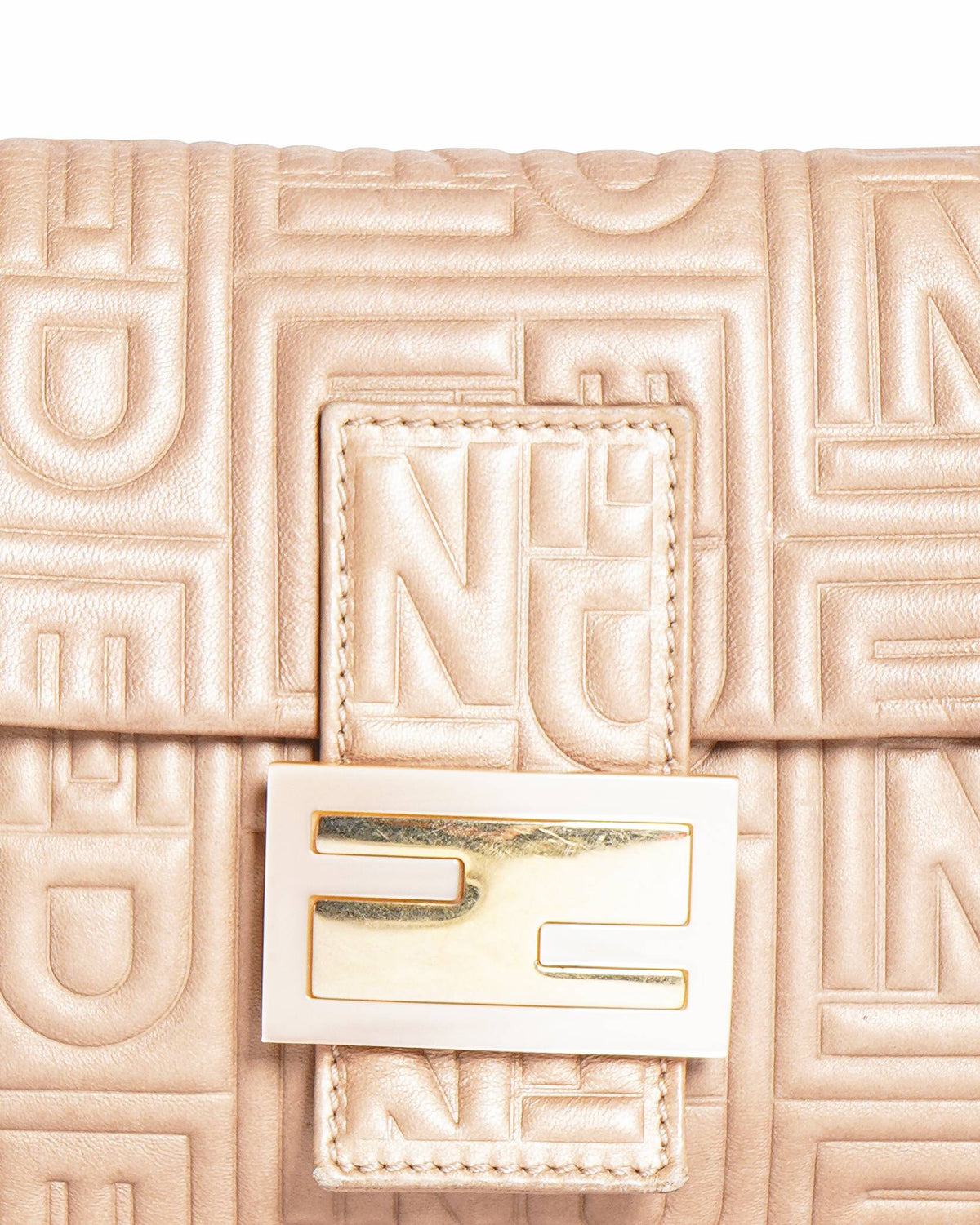 Fendi Zucca Embossed Leather Baguette Bag