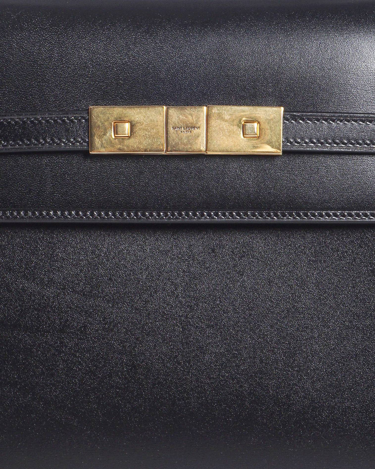 Saint Laurent Medium Manhattan Black Leather Flap Satchel Bag