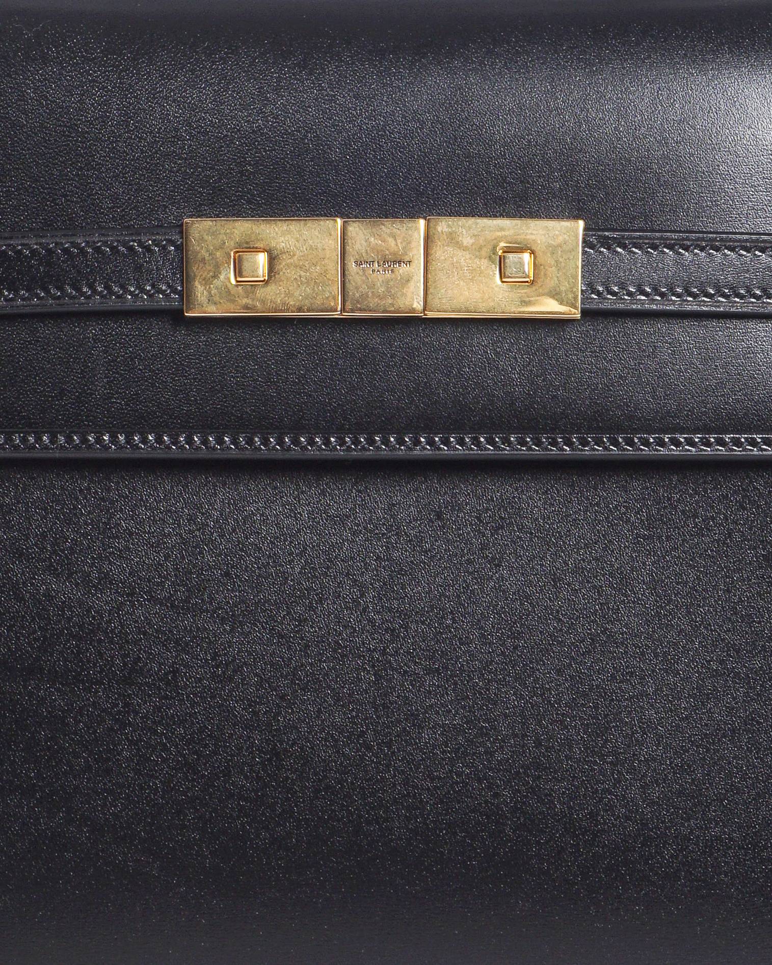 Saint Laurent Medium Manhattan Black Leather Flap Satchel Bag