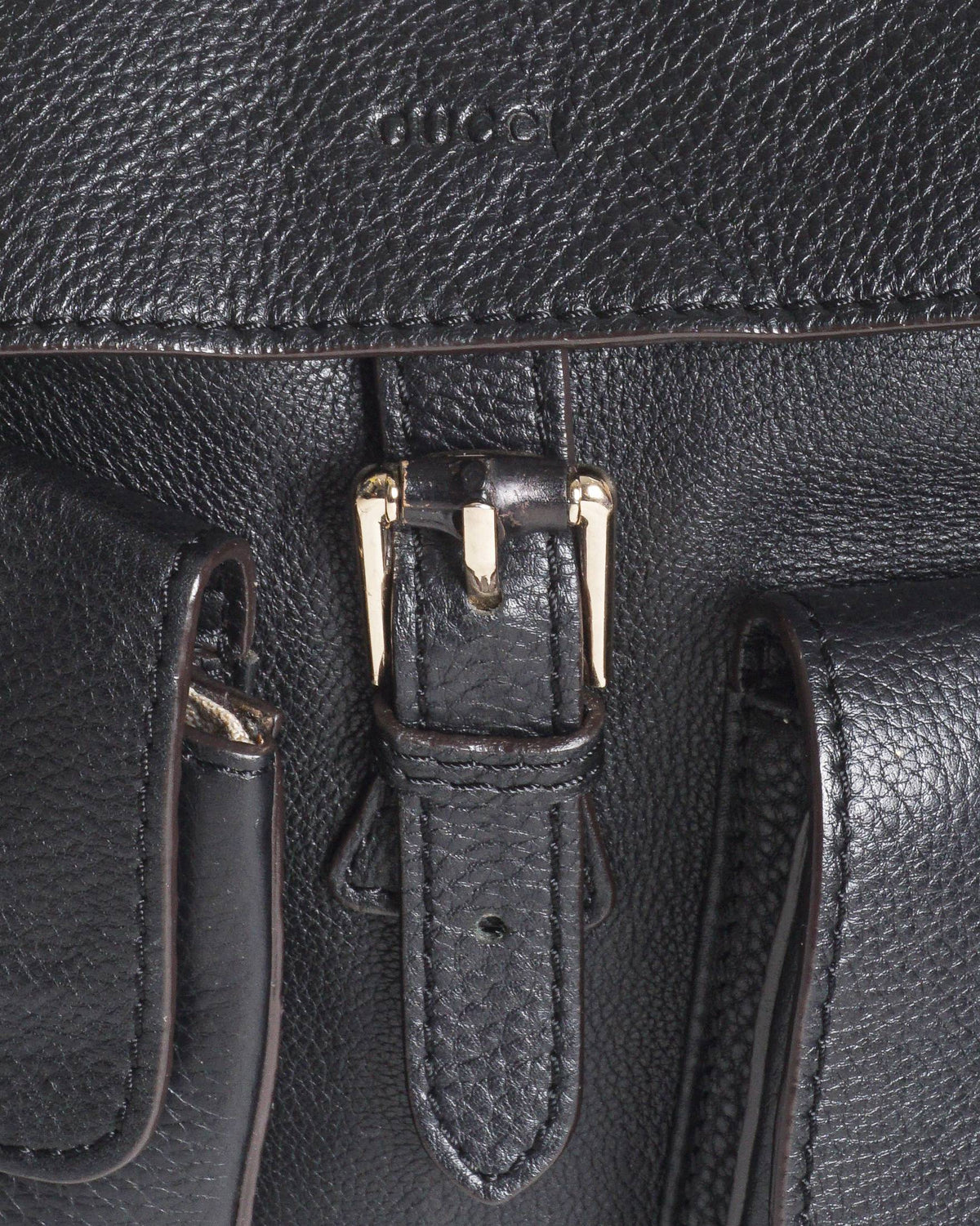 Gucci Black Pebbled Leather Bamboo Tassel Backpack