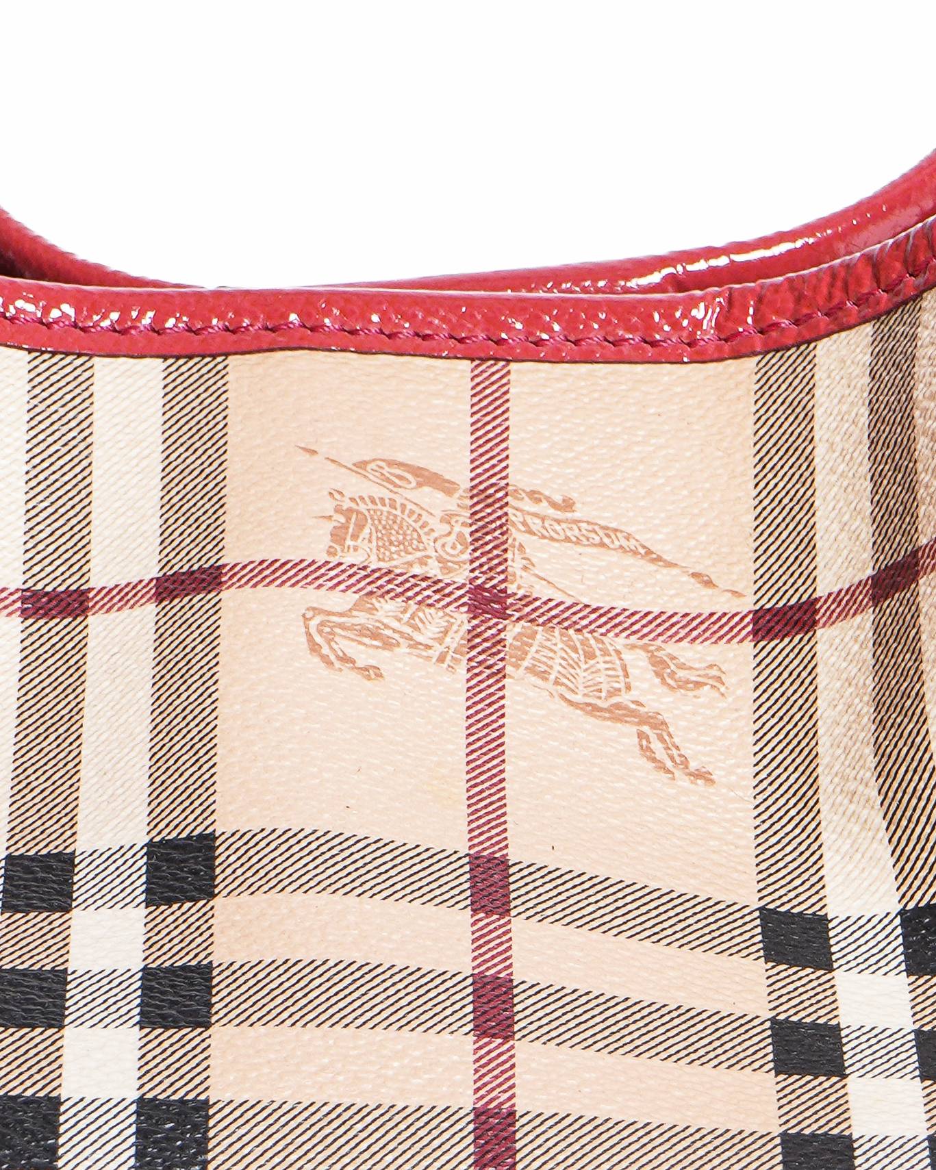 Burberry Red & House Check Coated Canvas Canterbury Tote