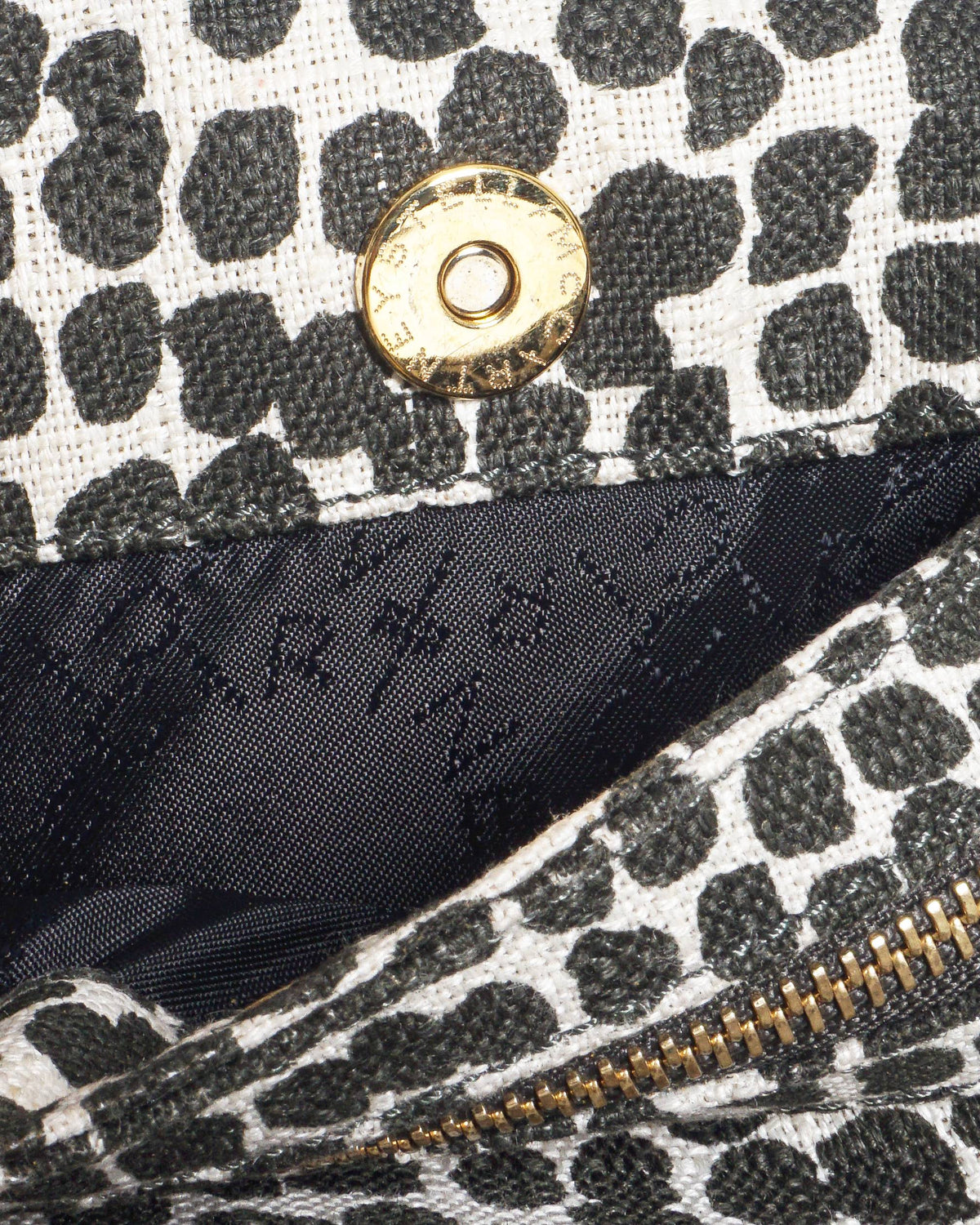 Stella McCartney Linen Leopard Small Falabella Black White Fold Over Wallet