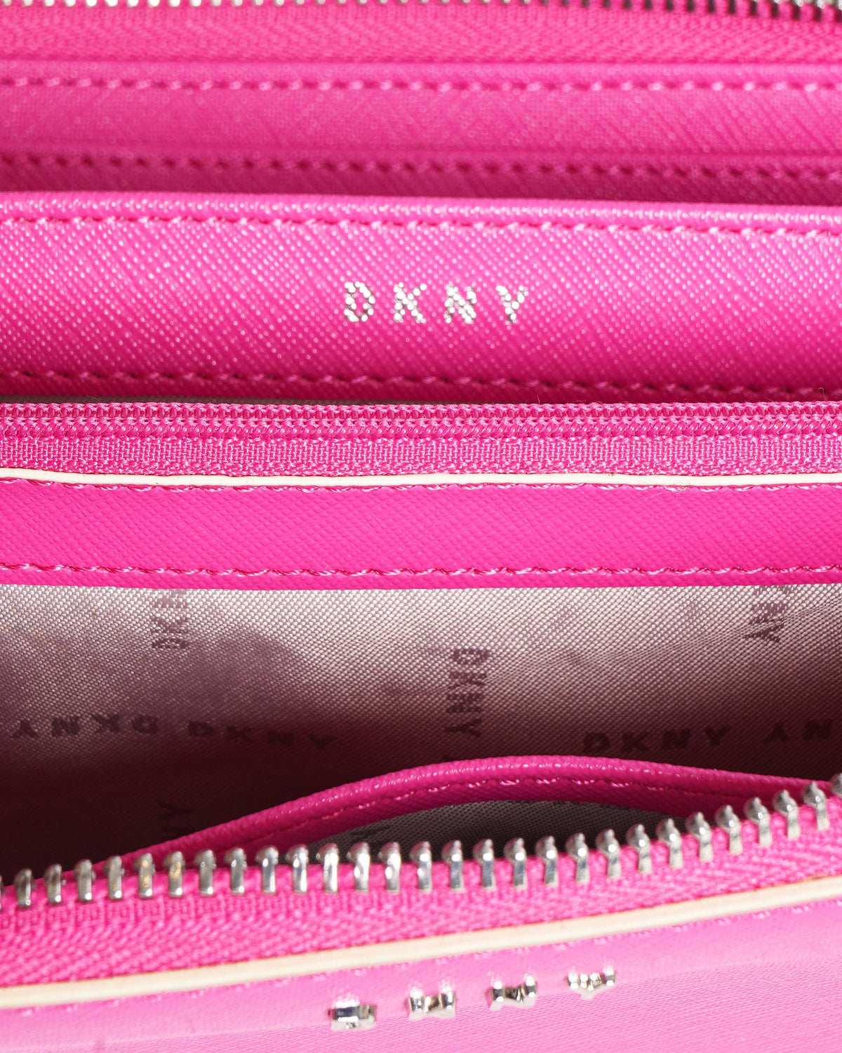 New DKNY Zip Around Wallet In Hot Pink