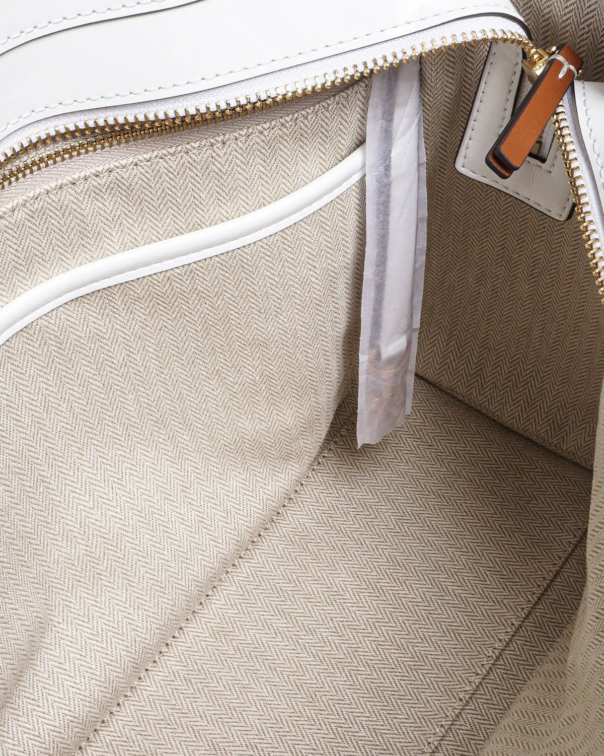 Tory Burch White Perforated Leather Structured Tote Bag