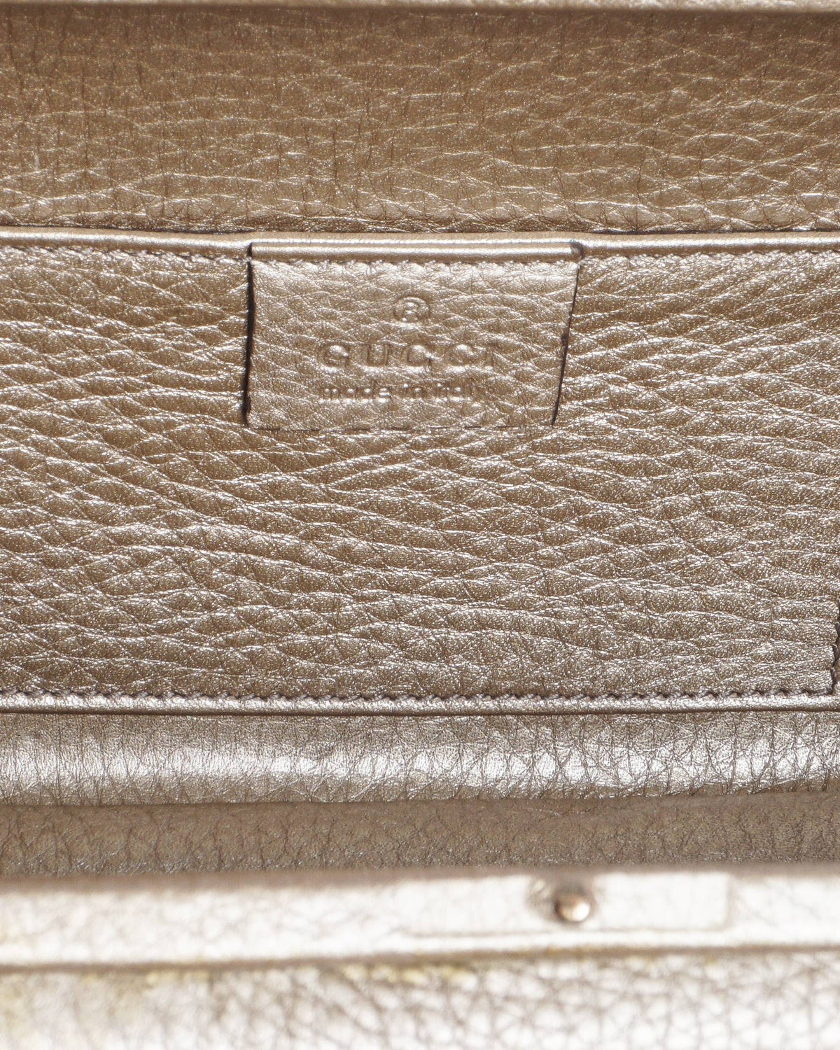 Gucci Metallic Champagne Gold Leather Soho GG Box Clutch