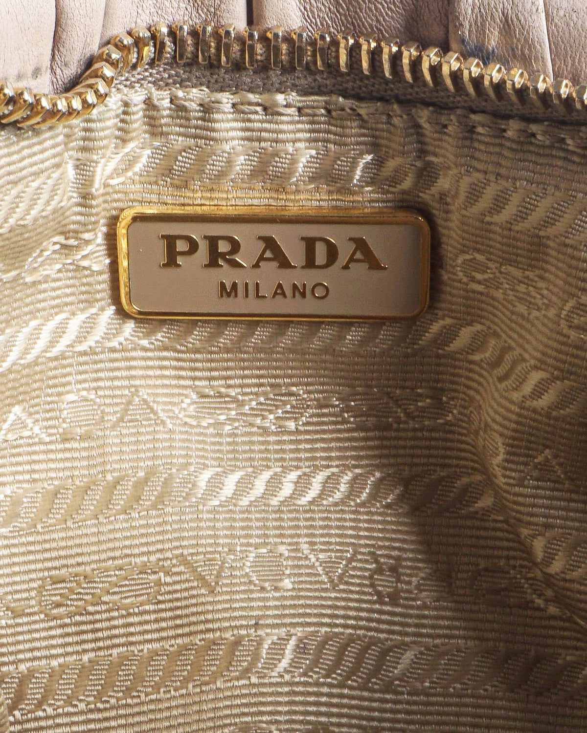 Prada Beige Gauffré Nappa Leather Wristlet Clutch