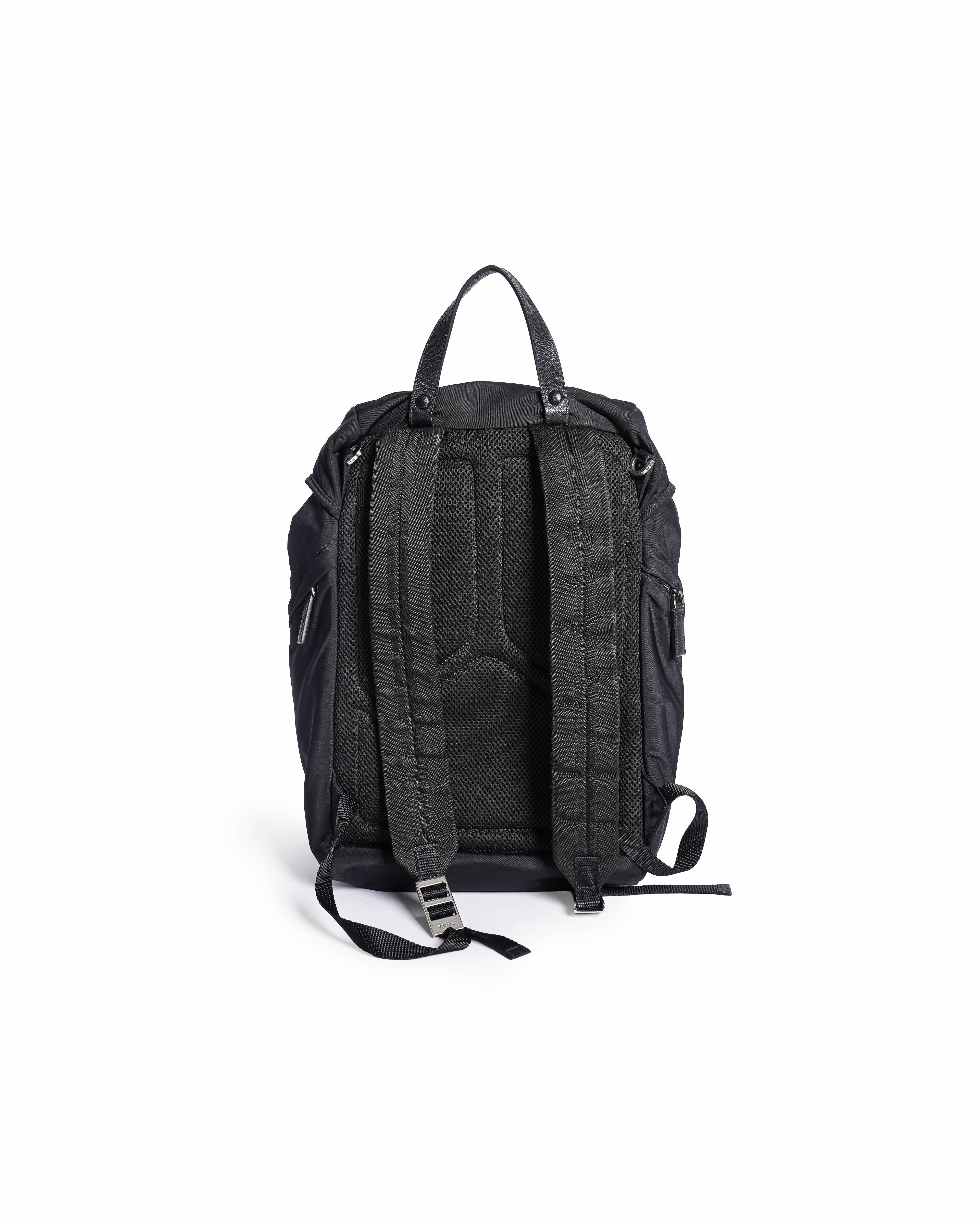 バッグ PRADA LEATHER TESSUTO NYLON BACKPACK Prada Nero Black Vela Nylon Technical Backpack | Authentic Pre