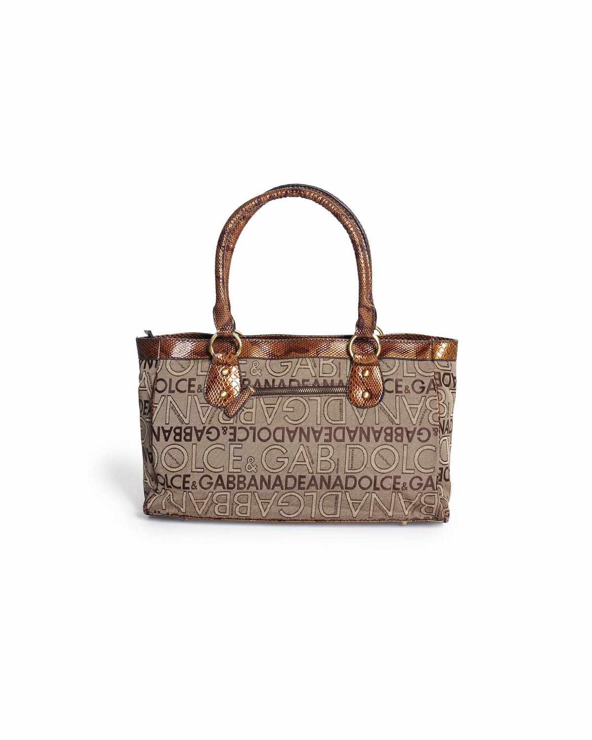 Vintage Dolce & Gabbana Monogram Canvas Studded Shoulder Bag
