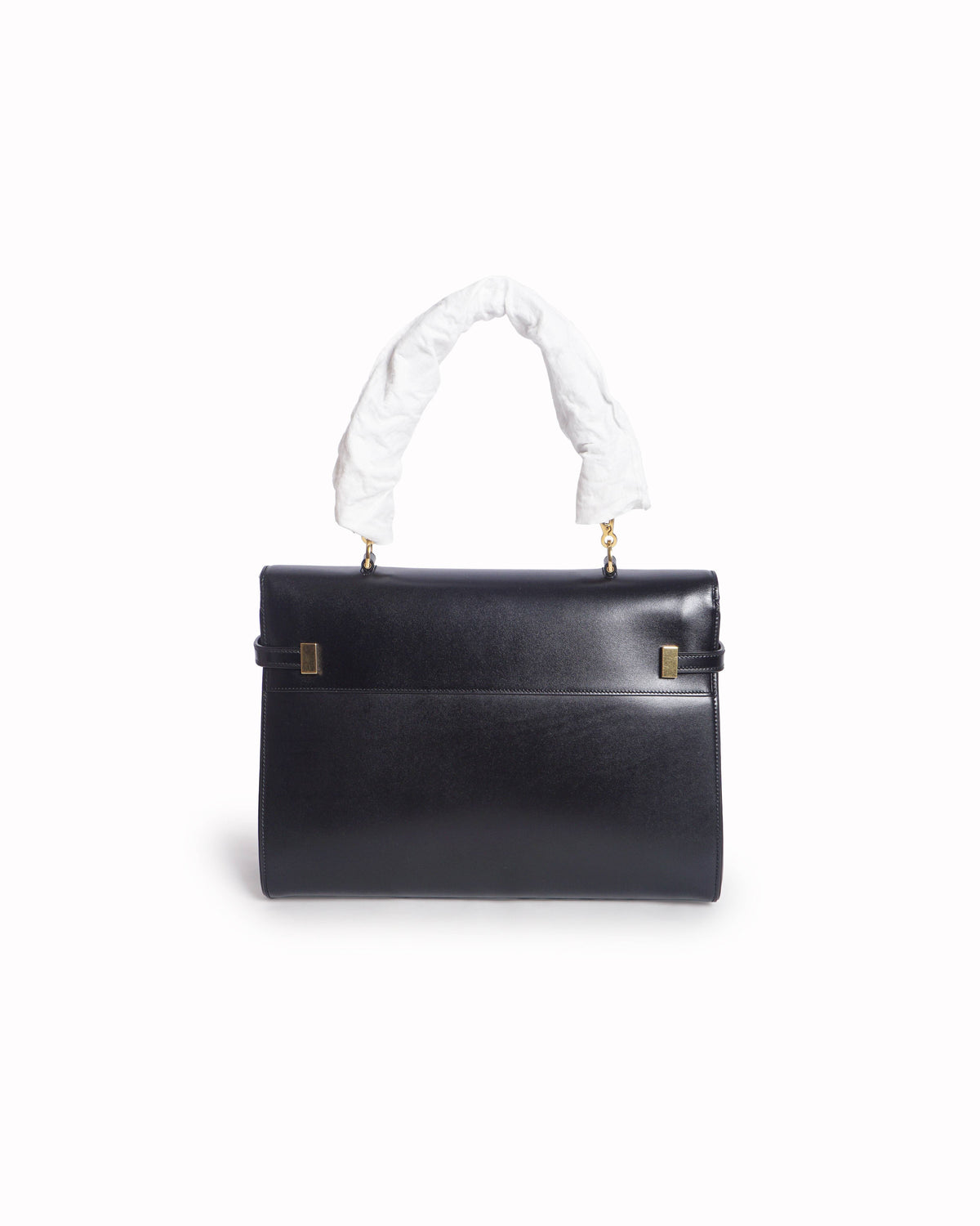 Saint Laurent Medium Manhattan Black Leather Flap Satchel Bag